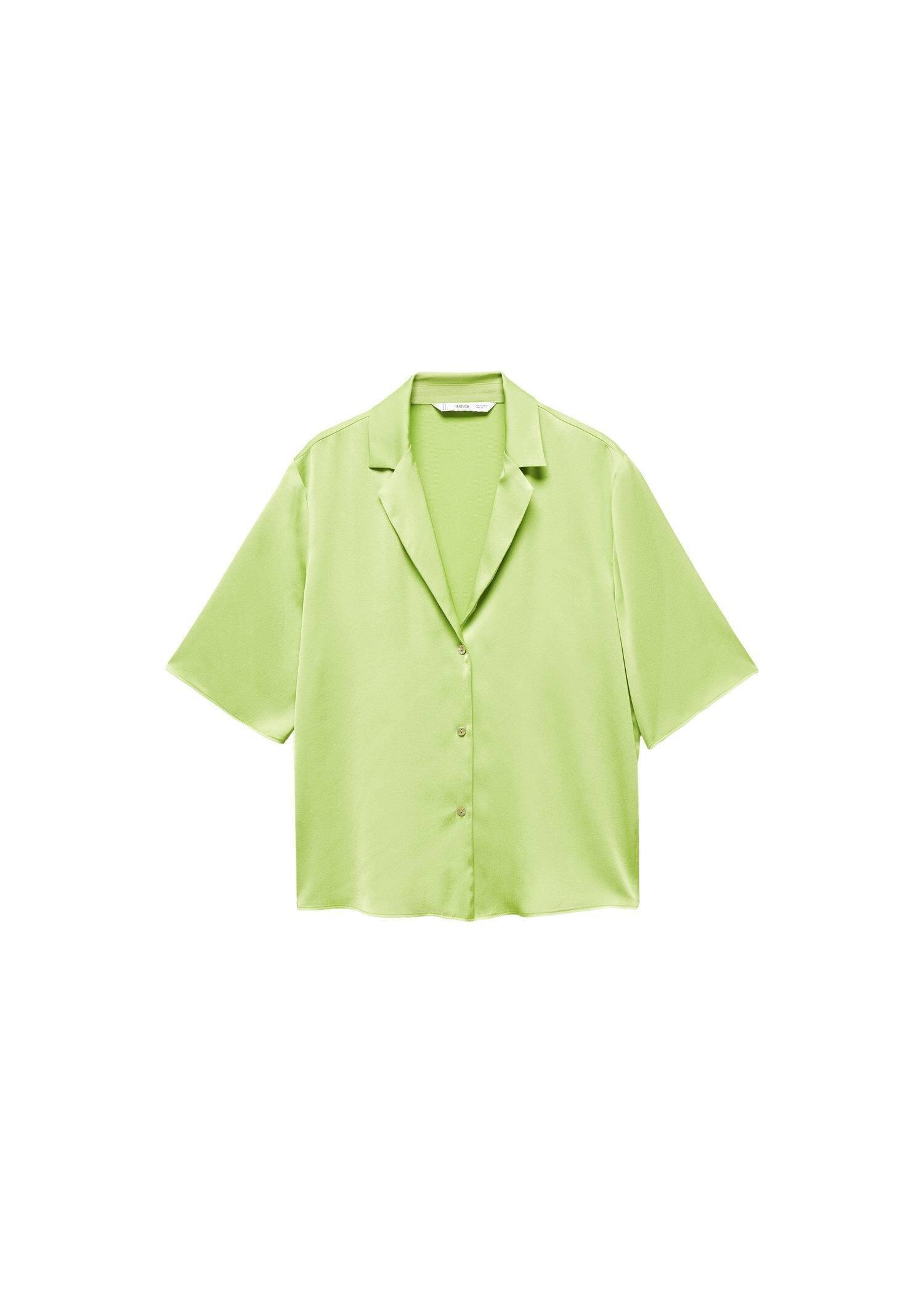 Mango - Green Short-Sleeved Satin Shirt