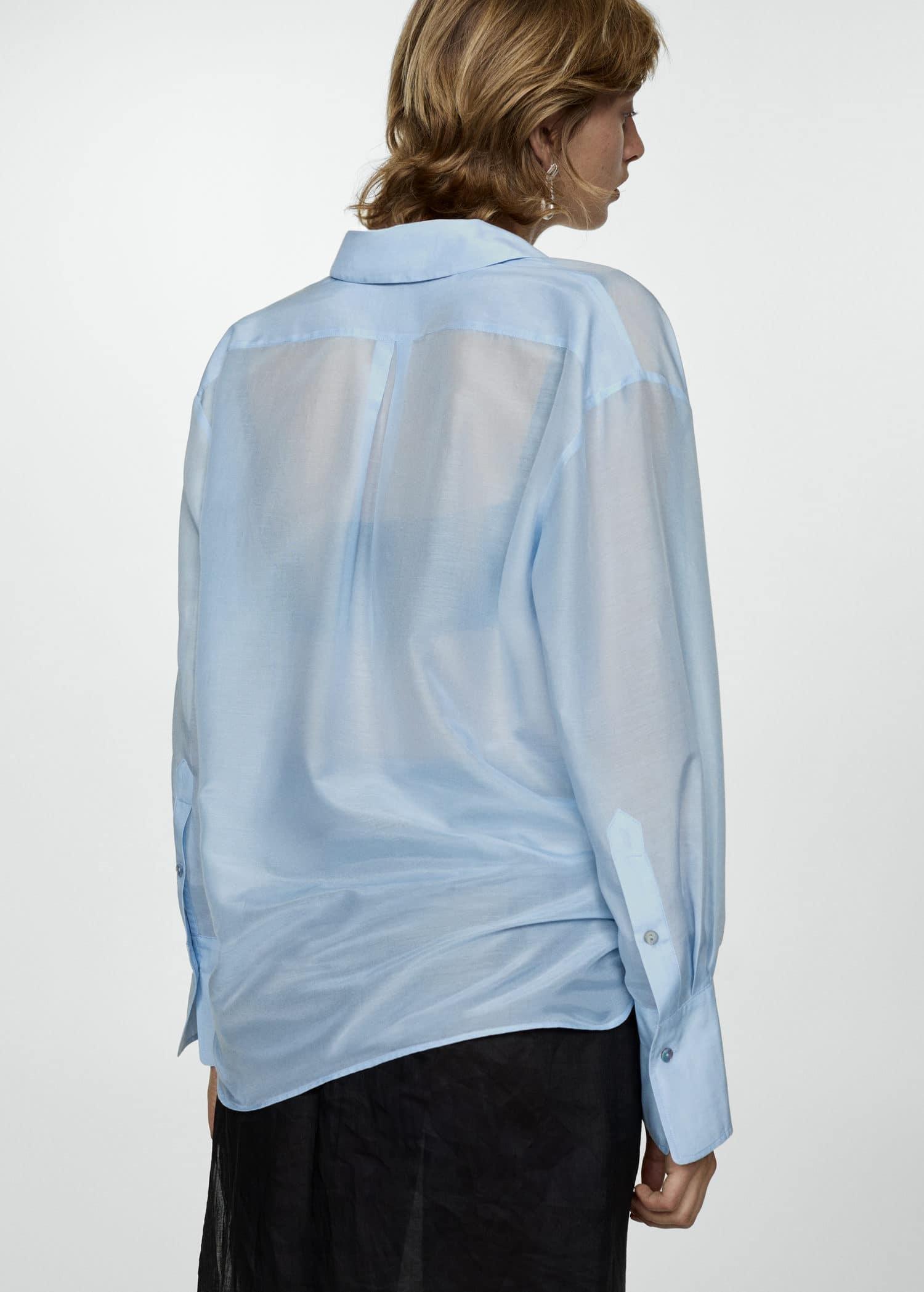 Mango - Blue Oversized Silk Cotton Shirt