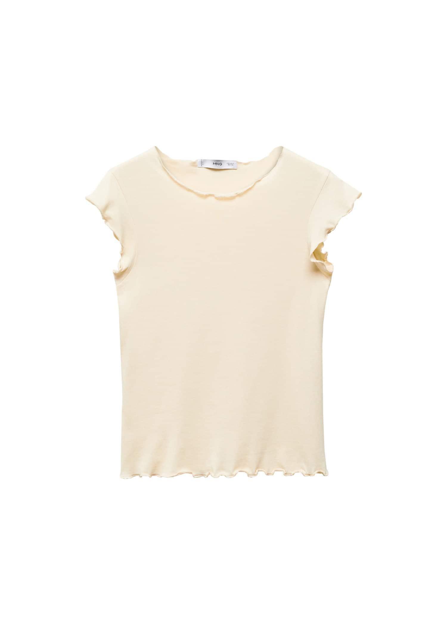Mango - Yellow Modal T-Shirt With Scalloped Ends
