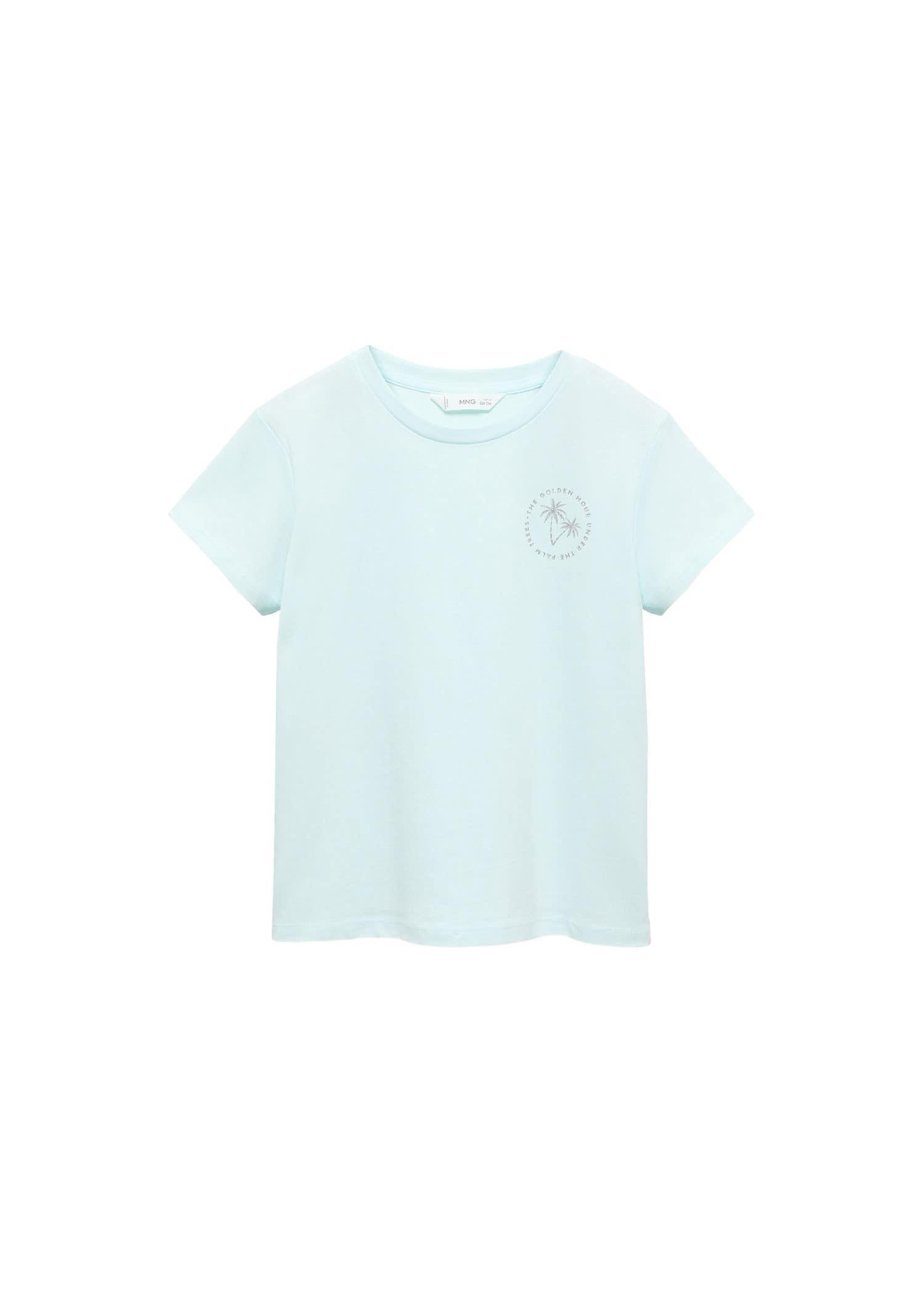 Mango - Blue Printed Message T-Shirt, Kids Girls