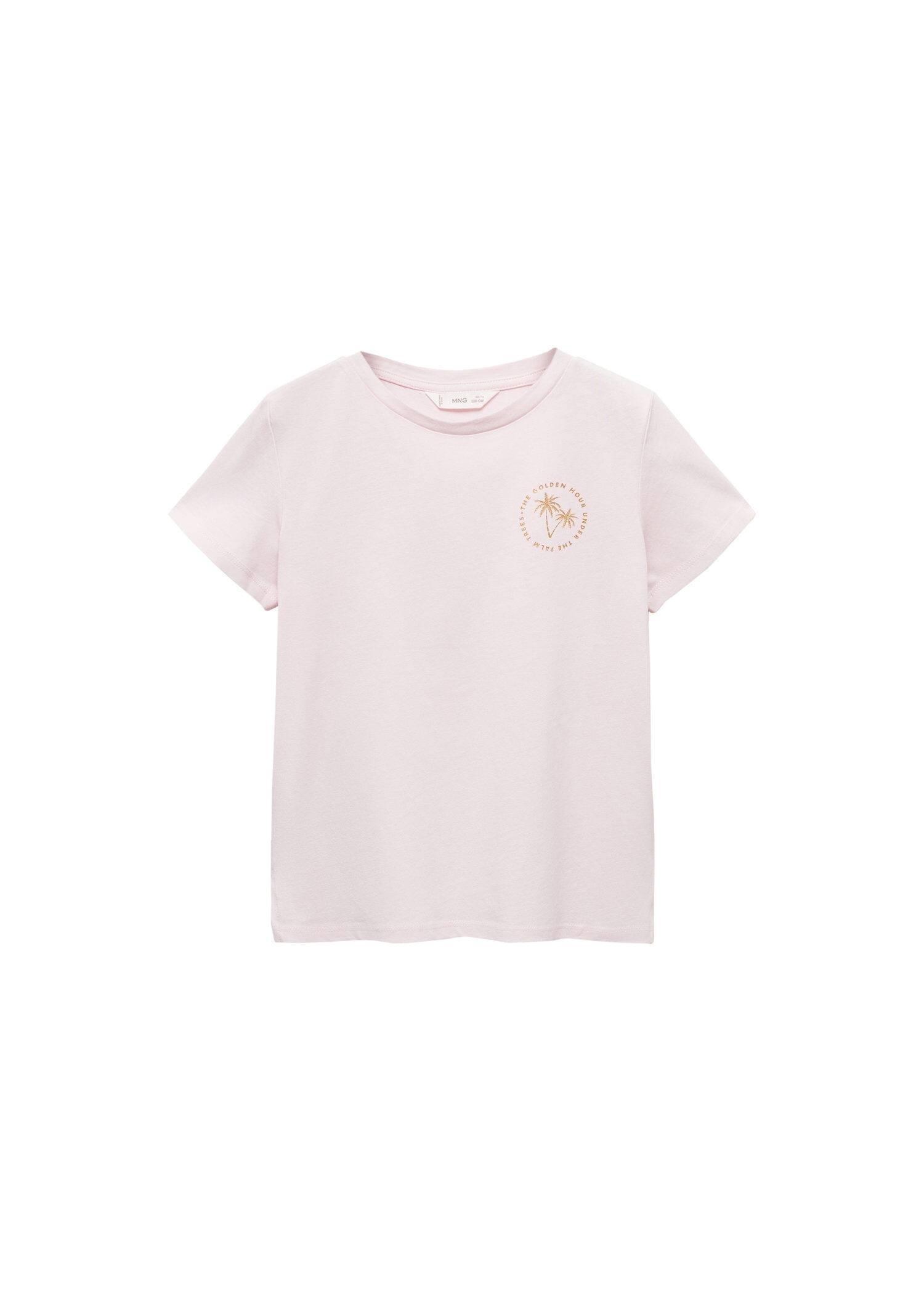 Mango - Pink Printed Message T-Shirt, Kids Girls