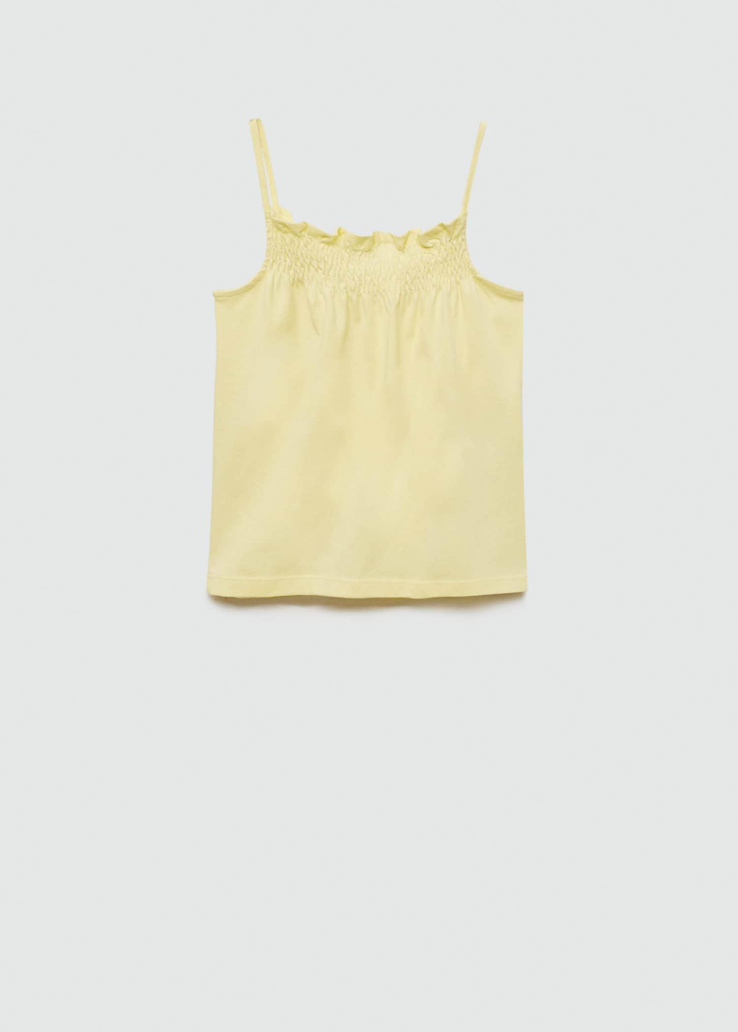Mango - Yellow Gathered Neck T-Shirt, Kids Girls