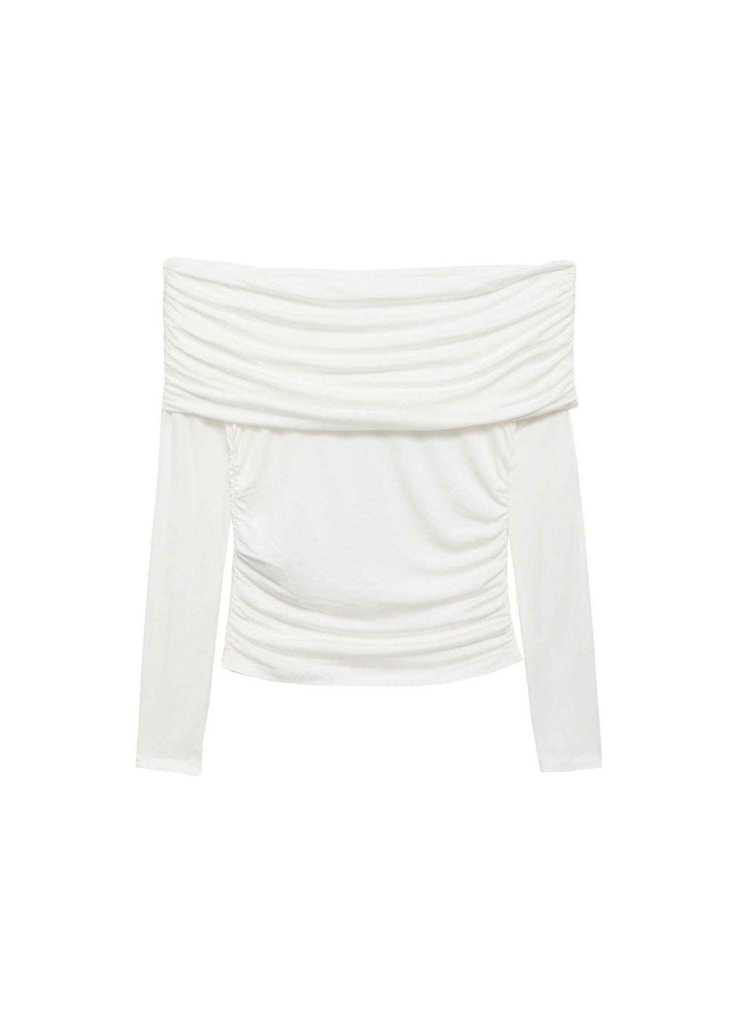 Mango - White Off Shoulders T-Shirt