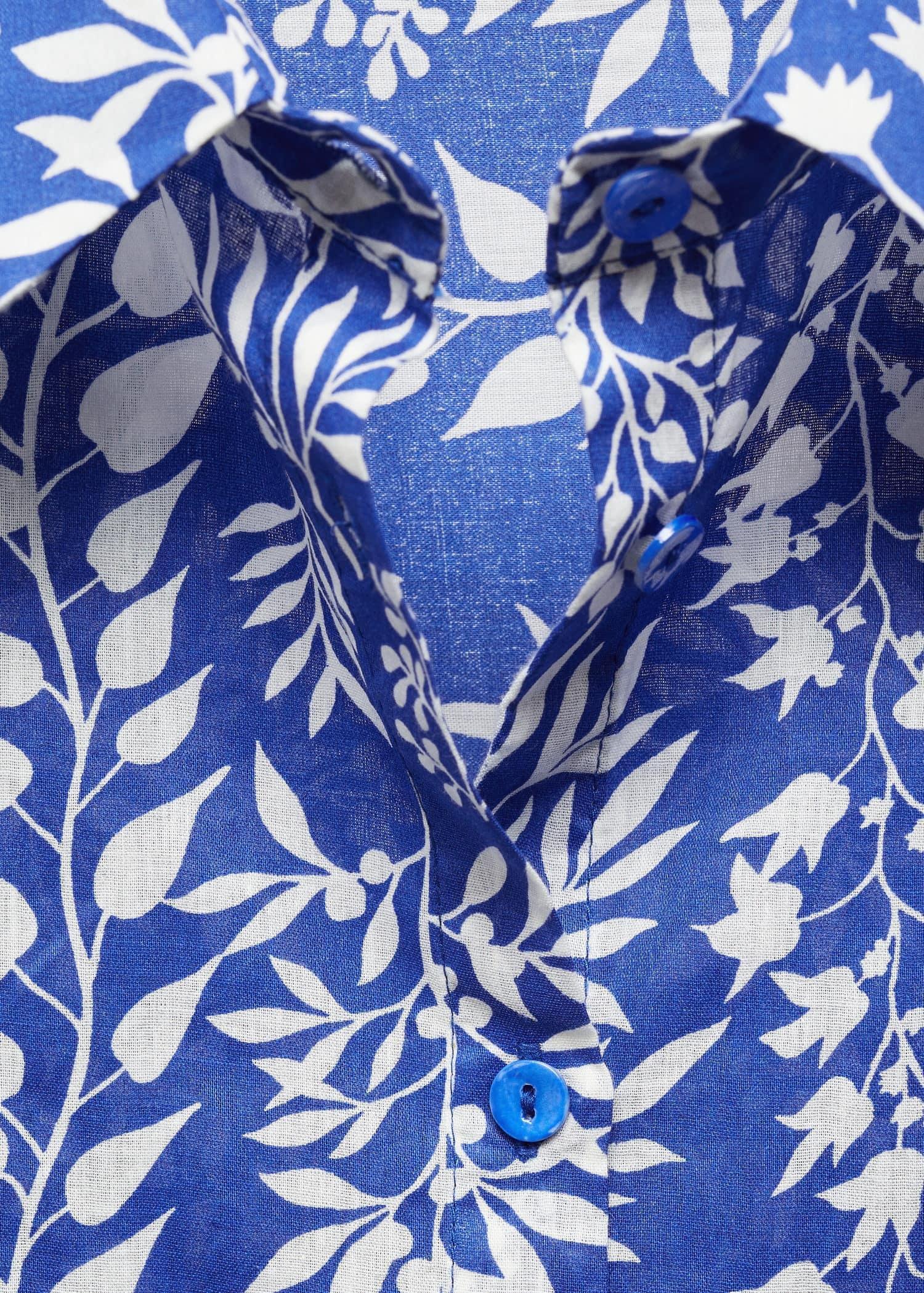 Mango - Blue Ruched Sleeve Shirt