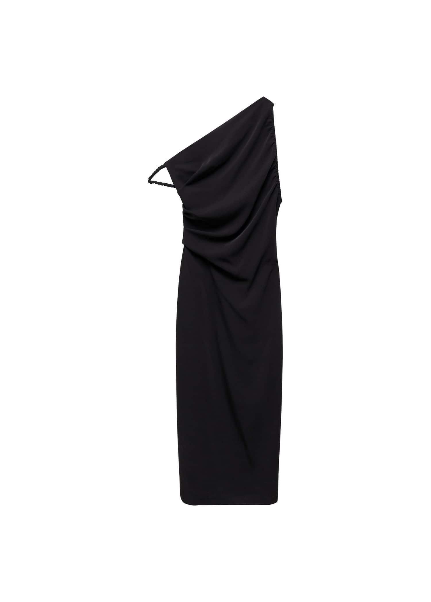 Mango - Black Asymmetric Neckline Dress