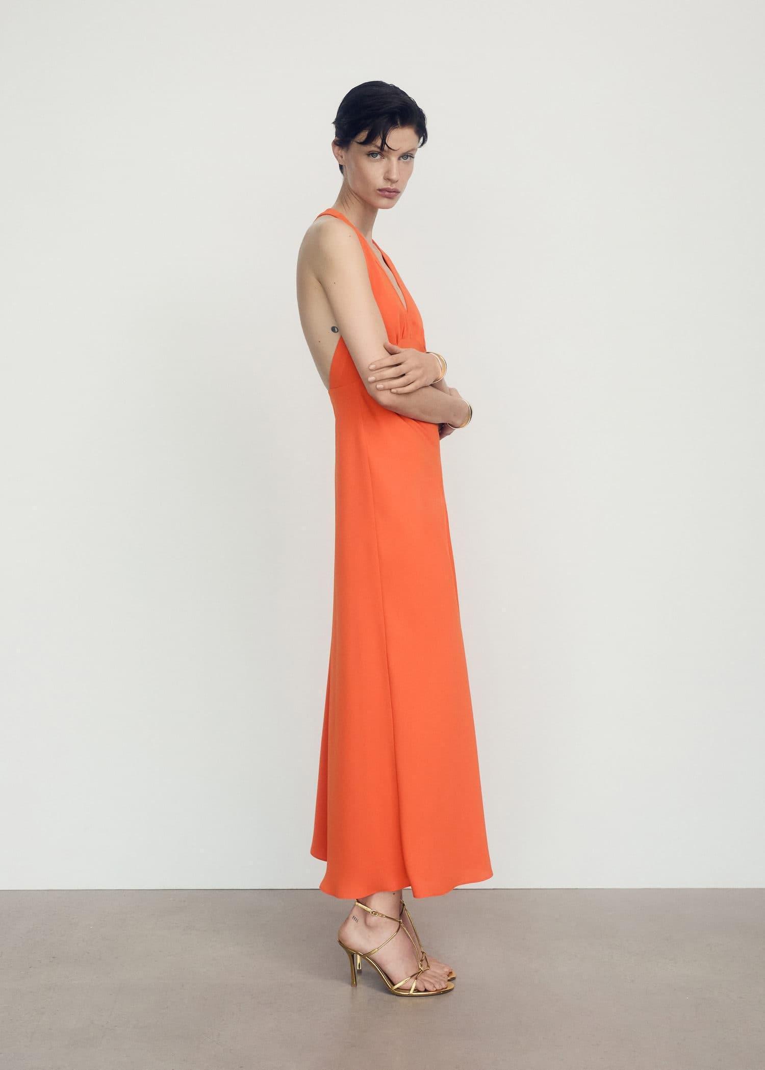 Mango - Orange Wrap Back Dress