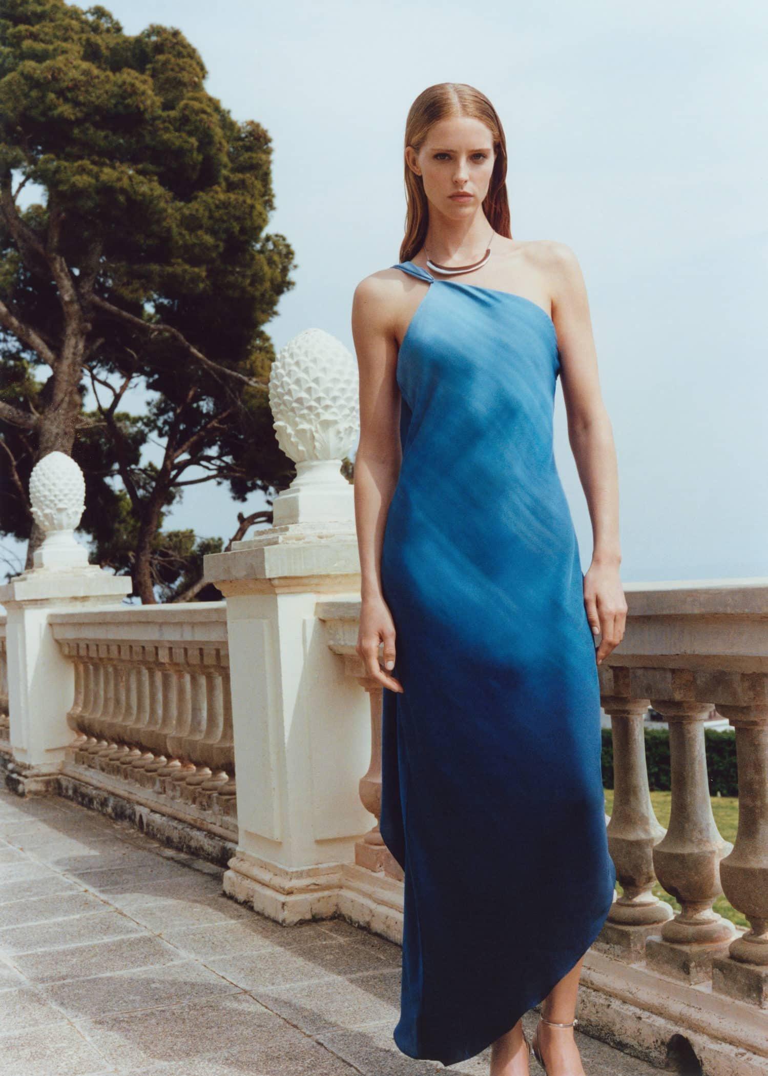 Mango - Blue Asymmetrical Gradient Dress