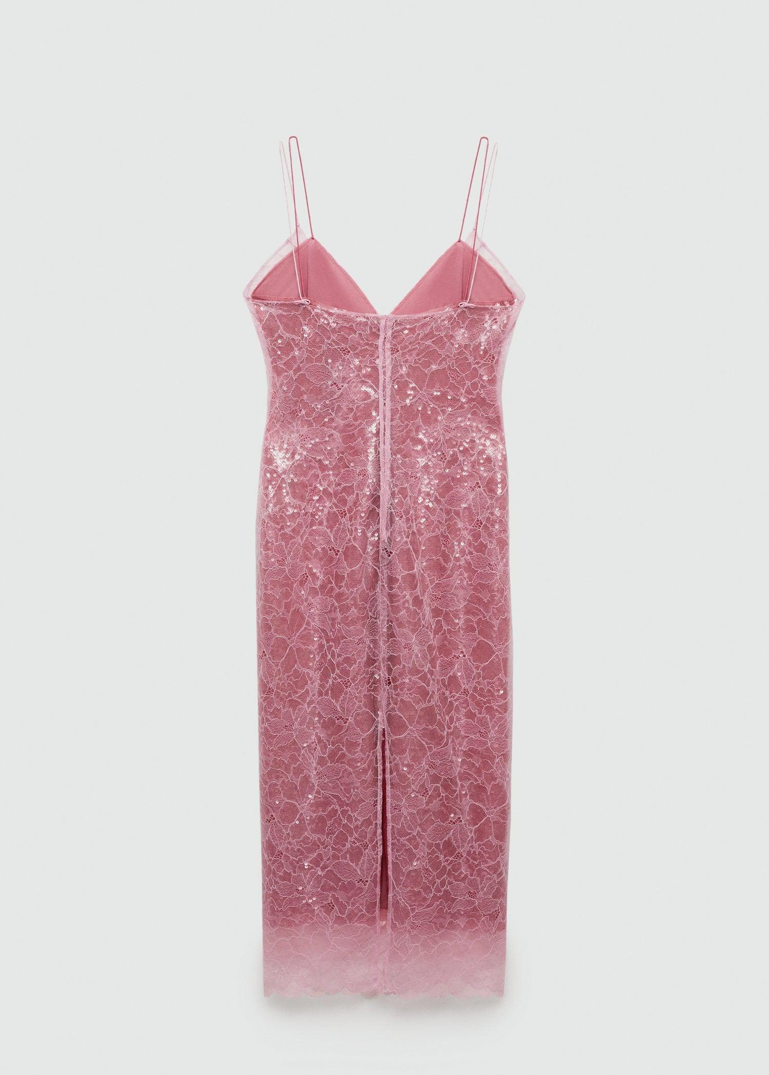Mango - Pink Sequin Lace Slip Dress