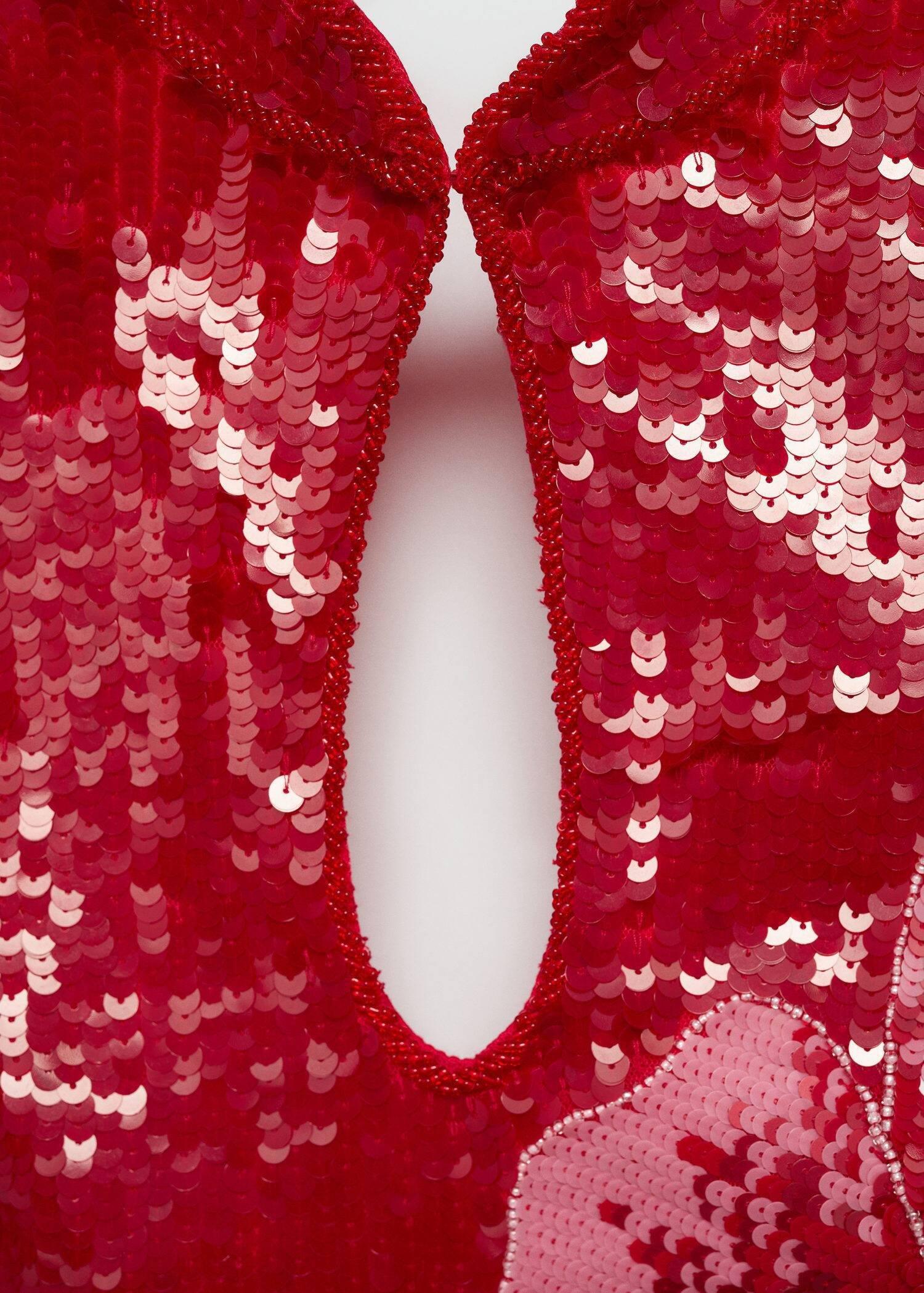 Red Sequin Flower Design Dress, , large image number 2