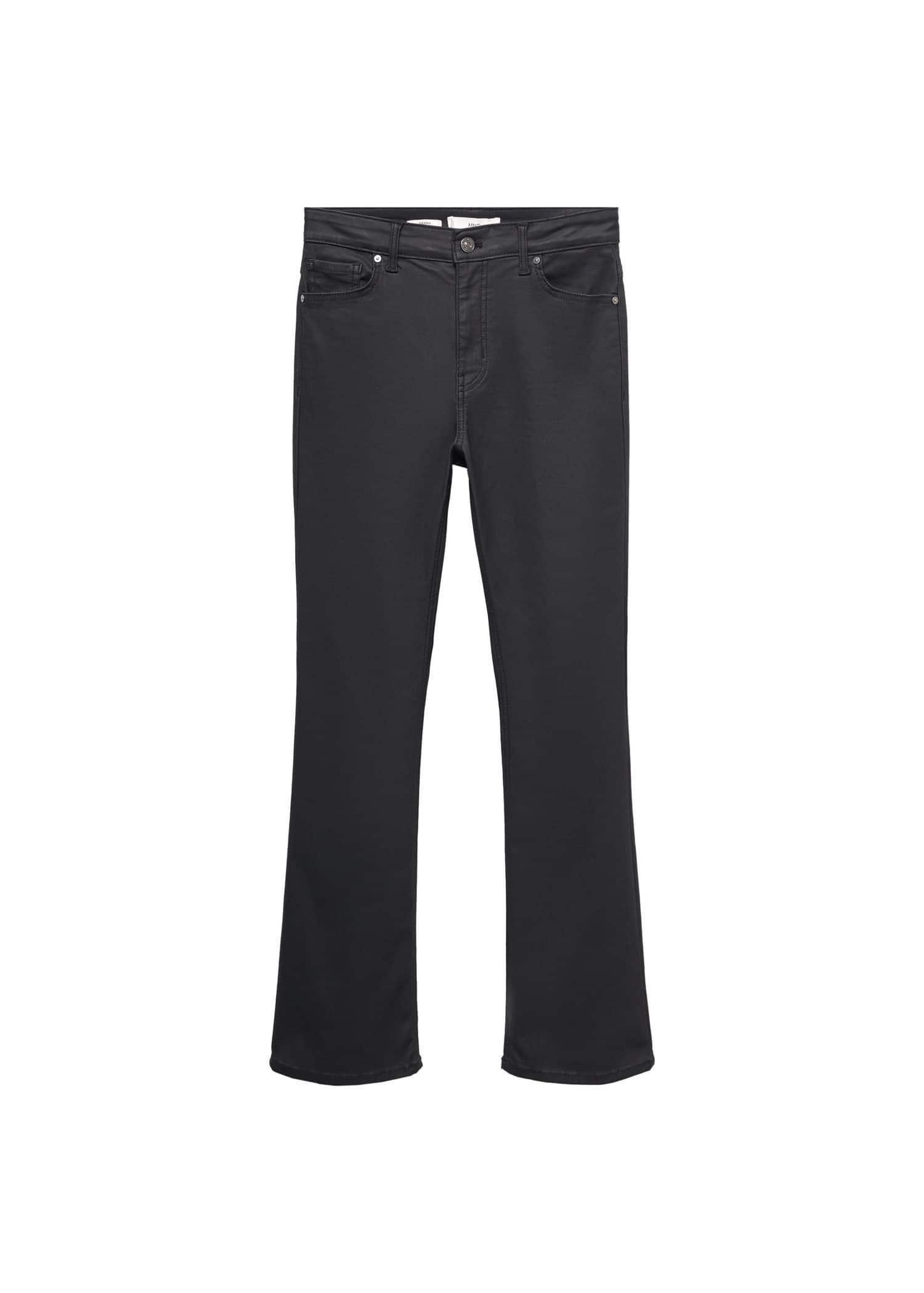 Mango - Black Waxed Flare Crop Jeans