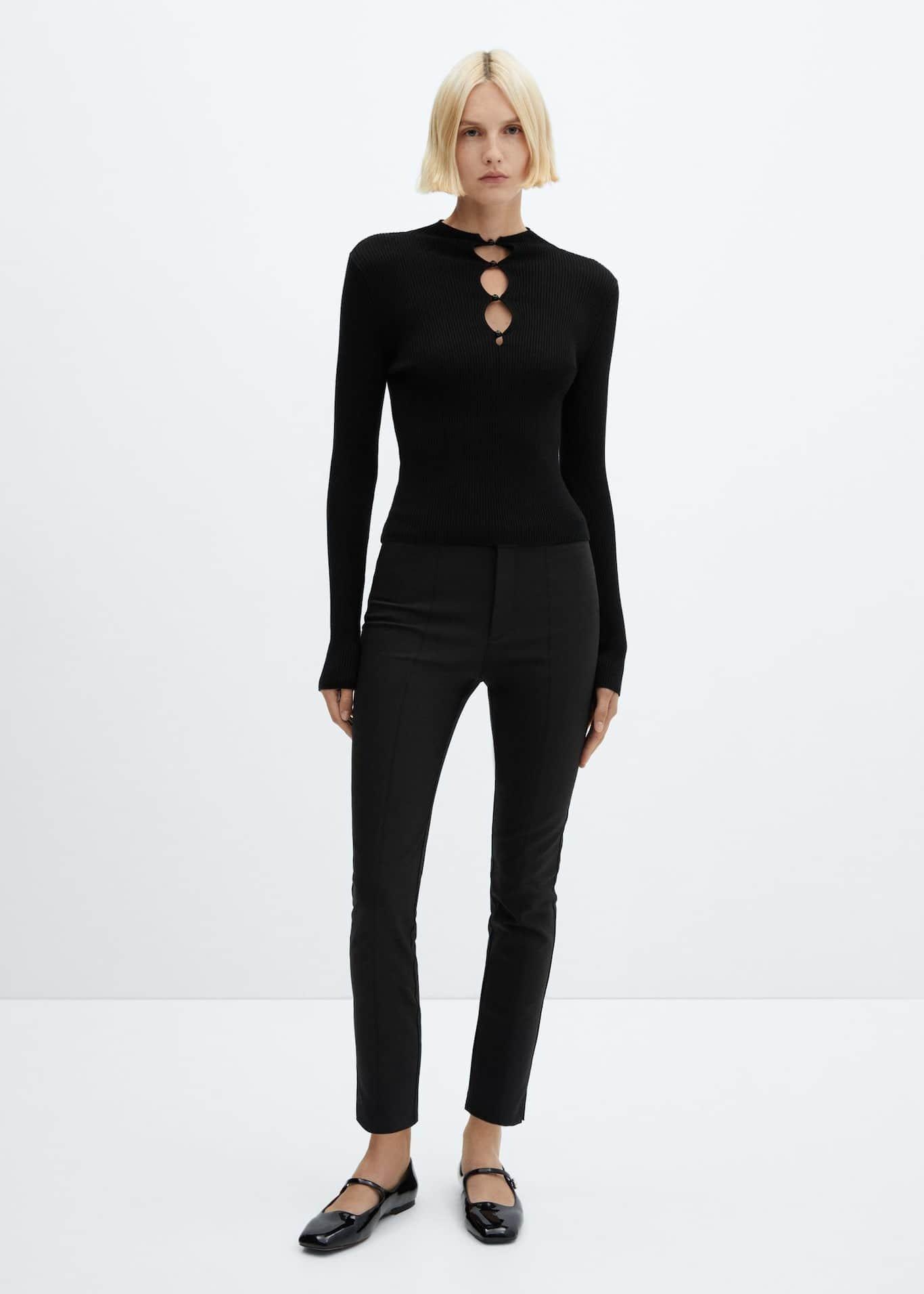 Black Crop Skinny Trousers, , large image number 1