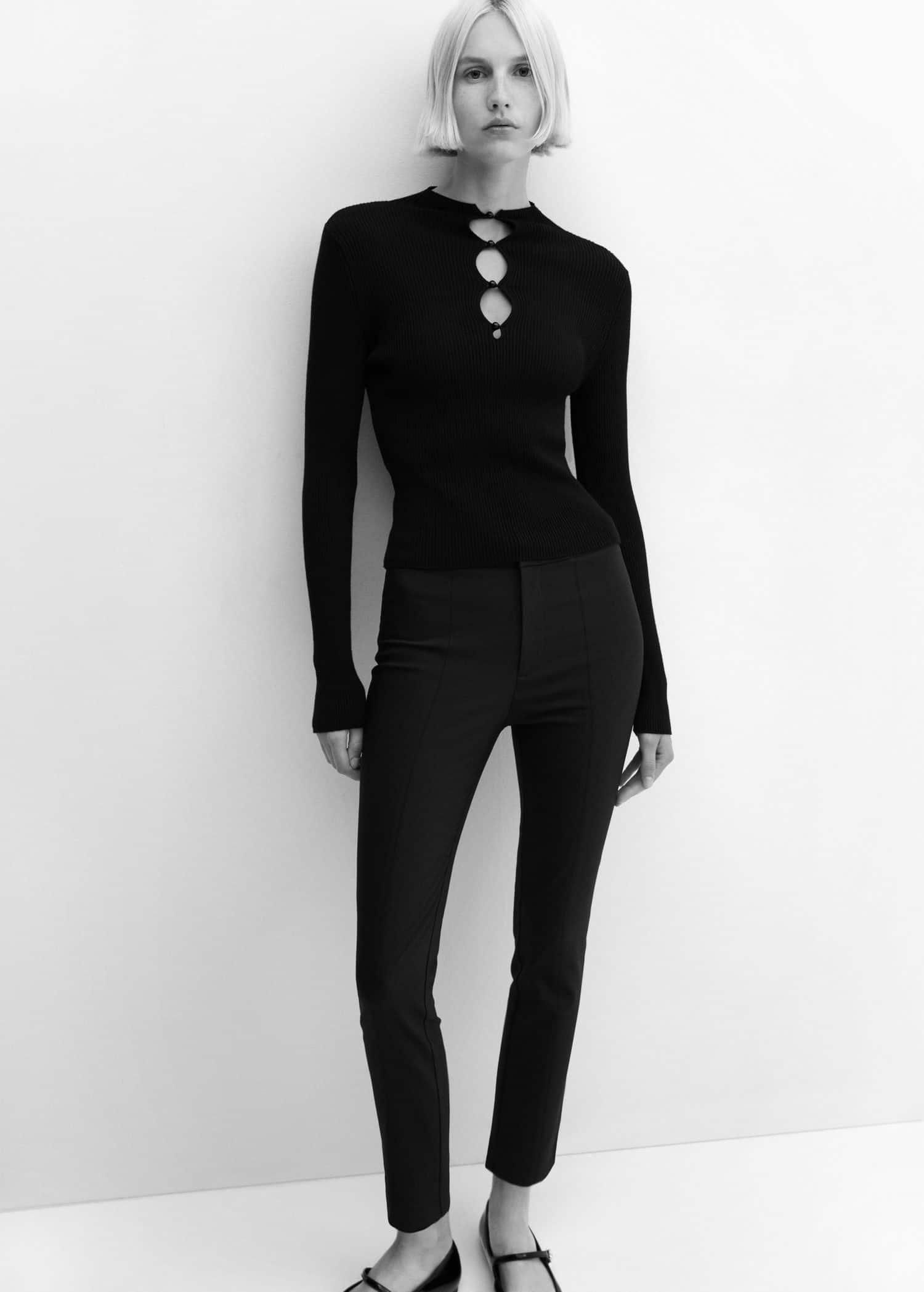 Black Crop Skinny Trousers, , large image number 3
