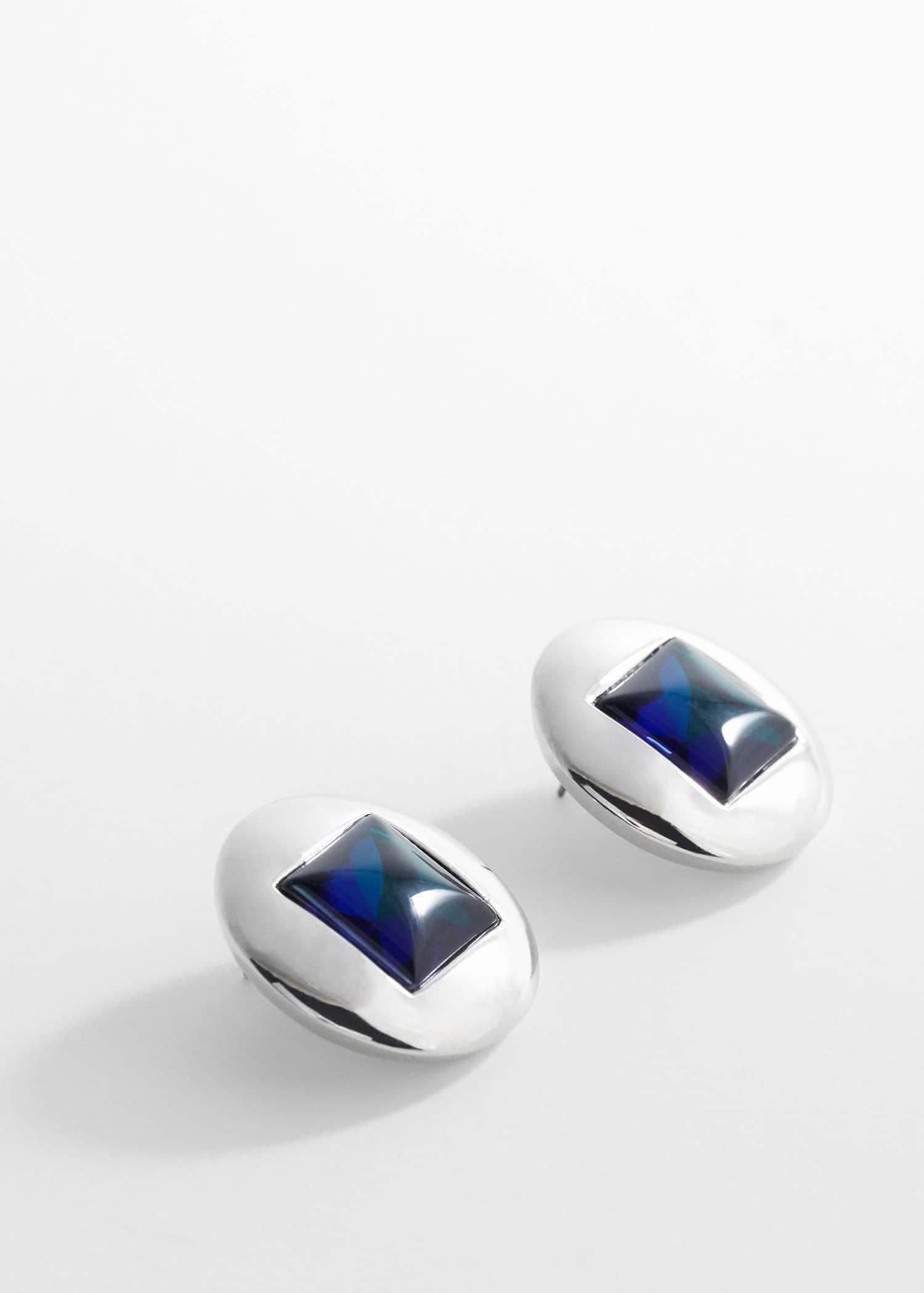 Silver Round Crystal Earrings, , large image number 0