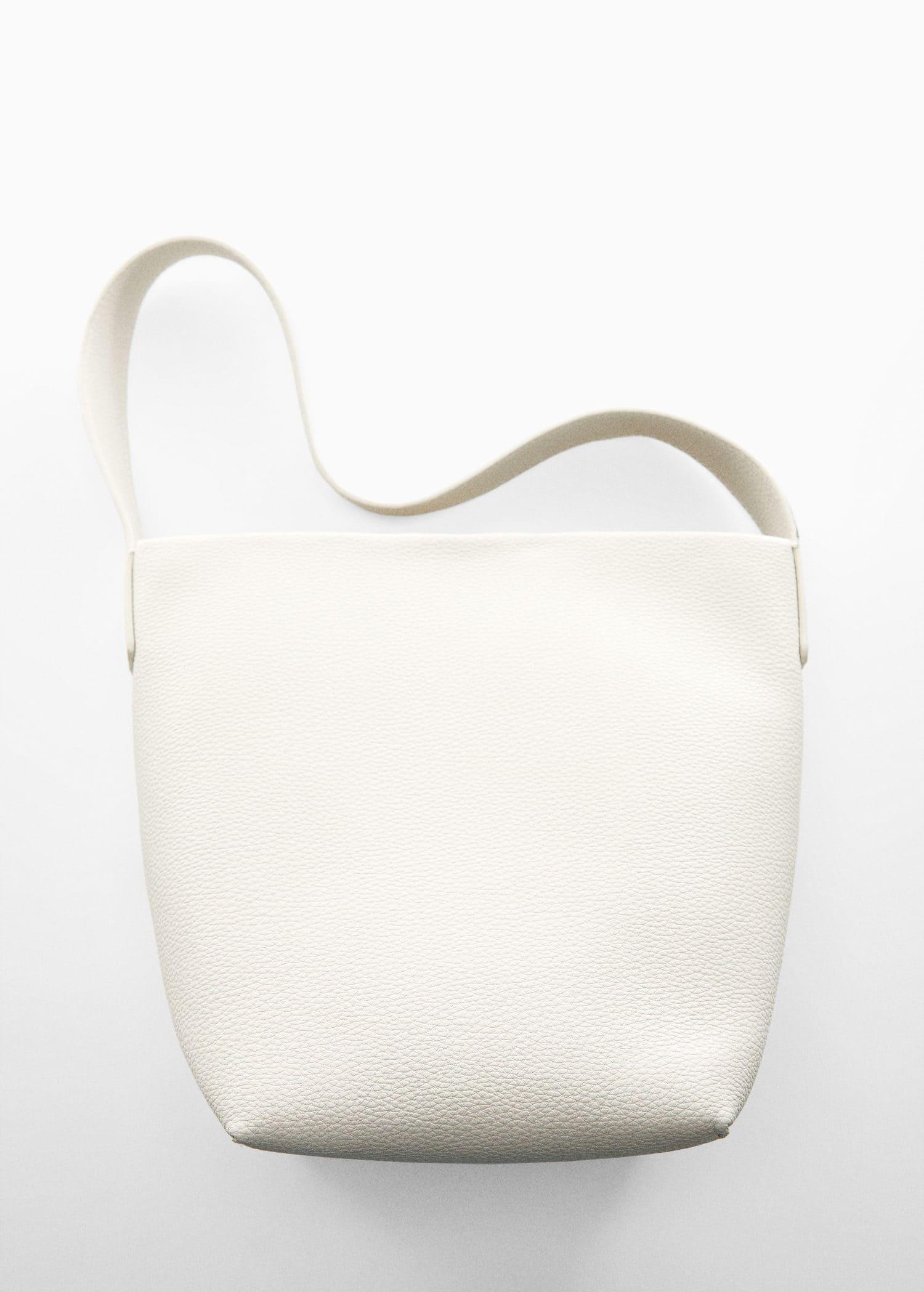 White Leather Effect Bucket Bag, , large image number 3