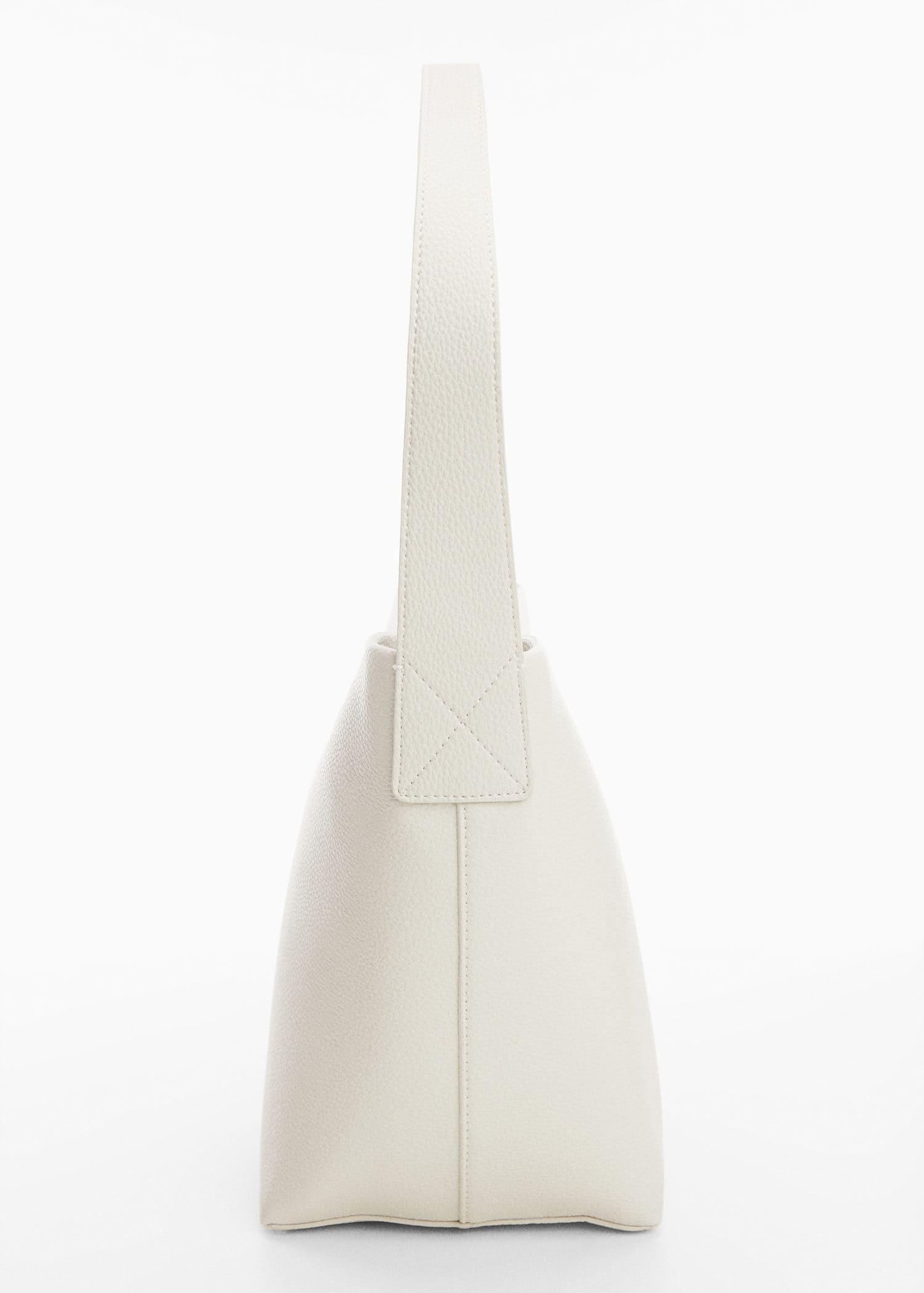 White Leather Effect Bucket Bag, , large image number 4