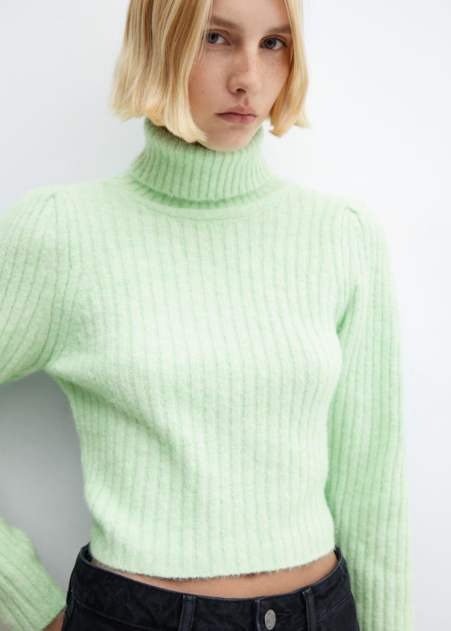 Mango - Green Turtleneck Knitted Sweater