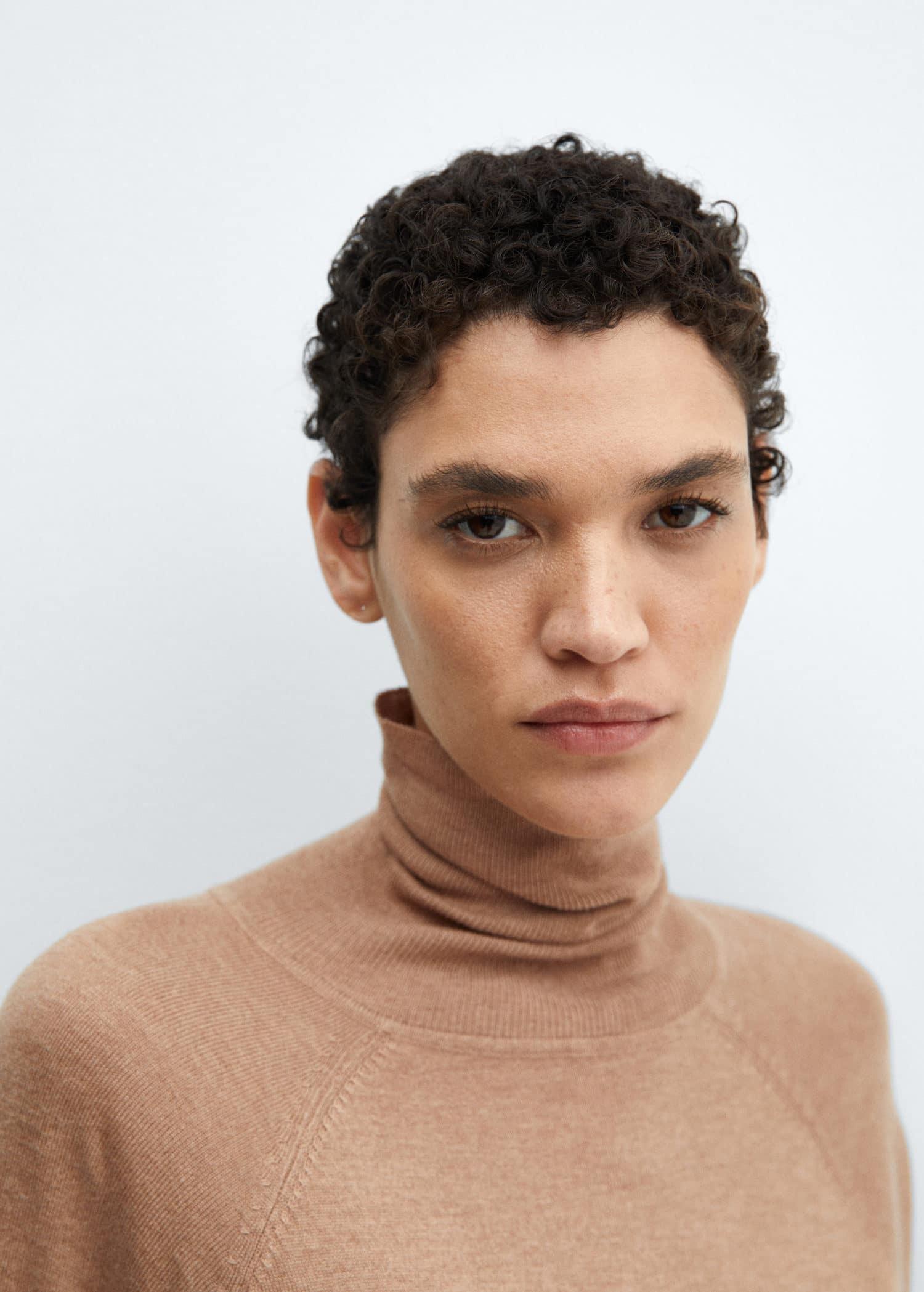 Mango - Brown Fine-Knit Turtleneck Sweater