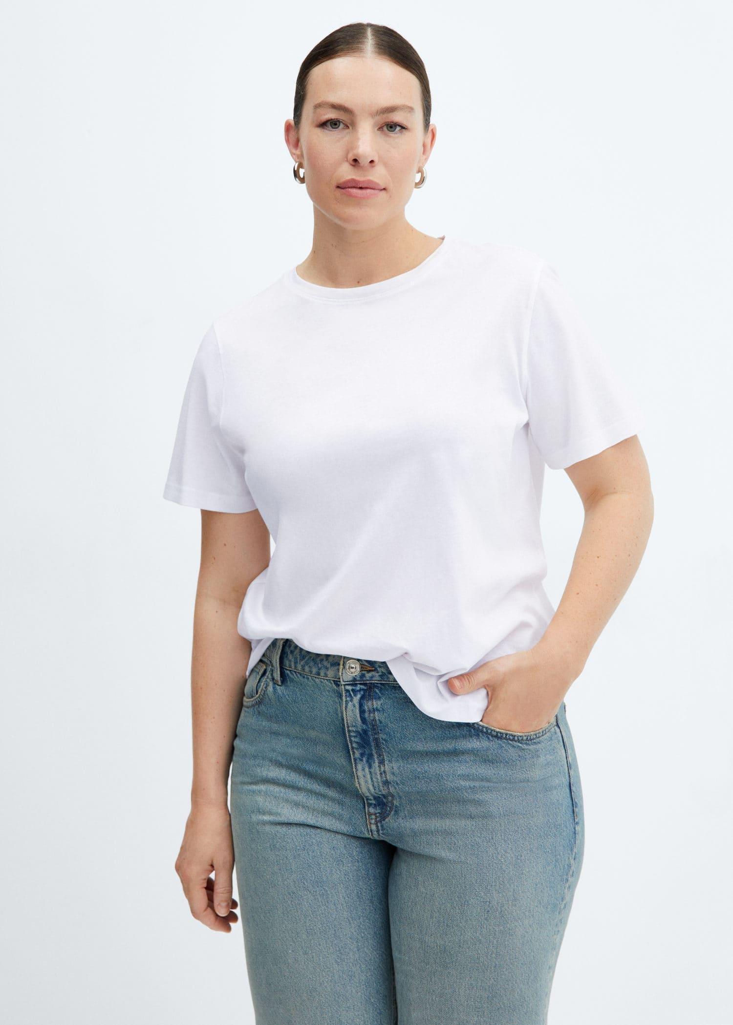Mango - White Cotton T-Shirt