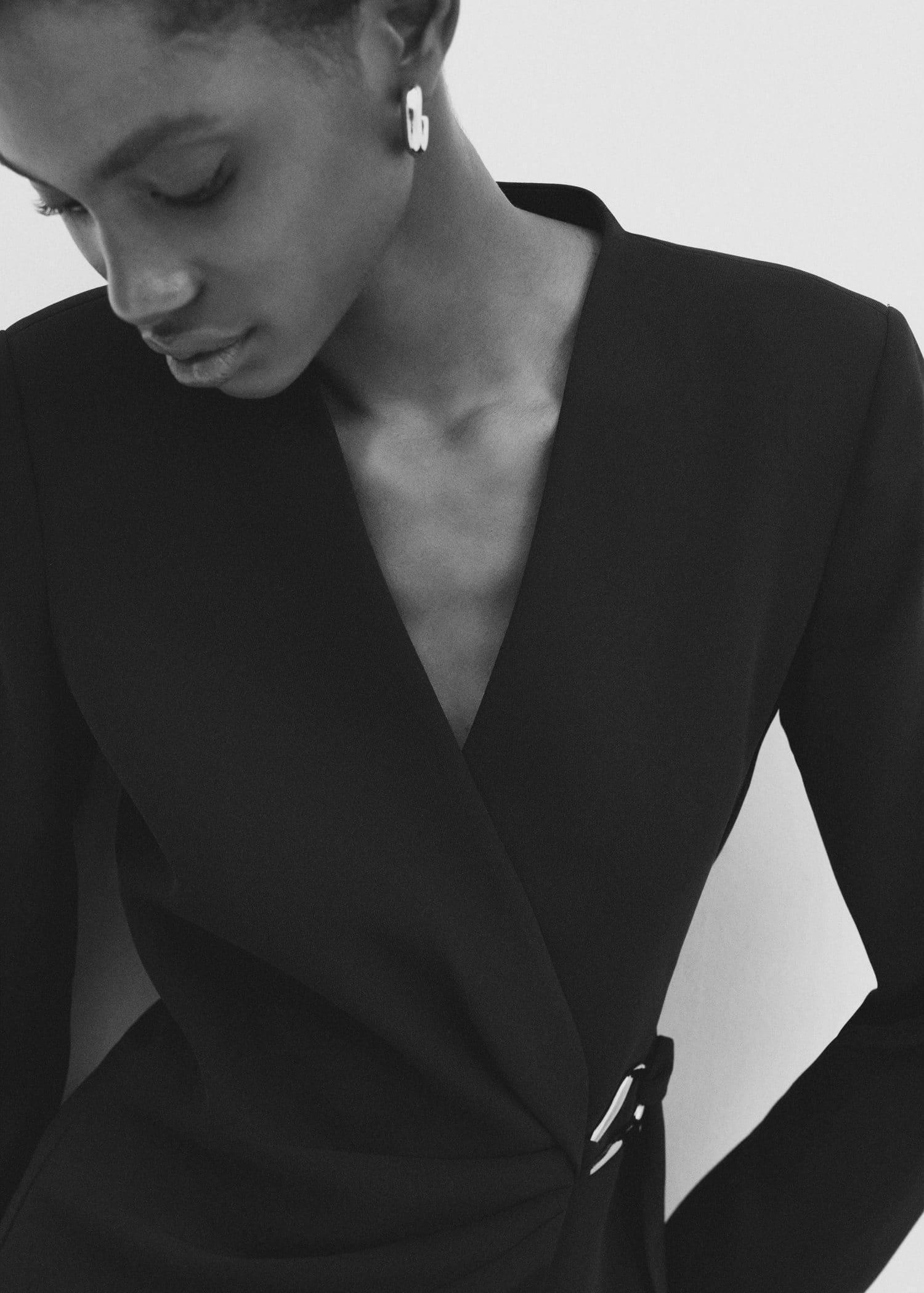 Black Buckled Wrap Dress, , large image number 1
