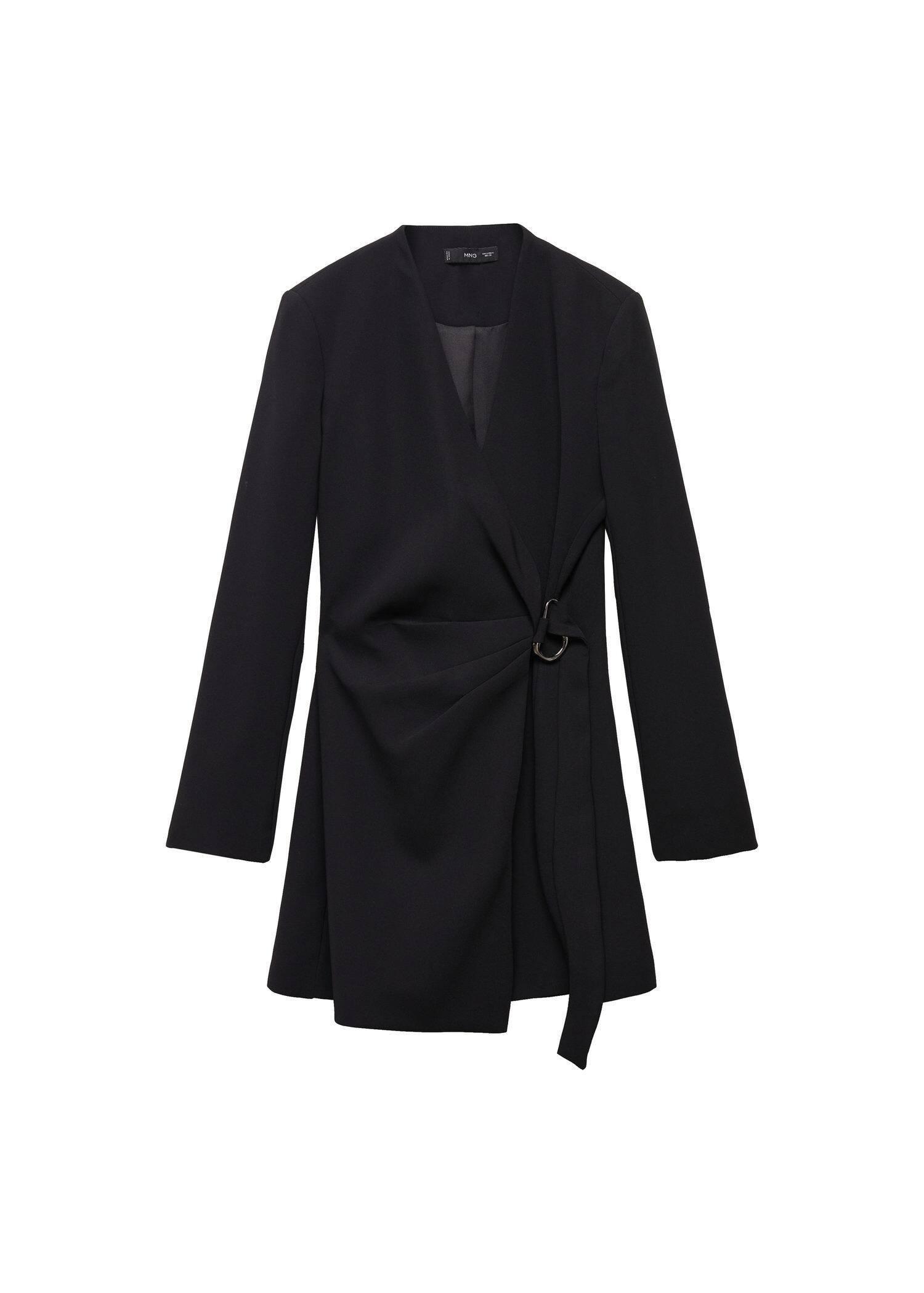 Black Buckled Wrap Dress, , large image number 2