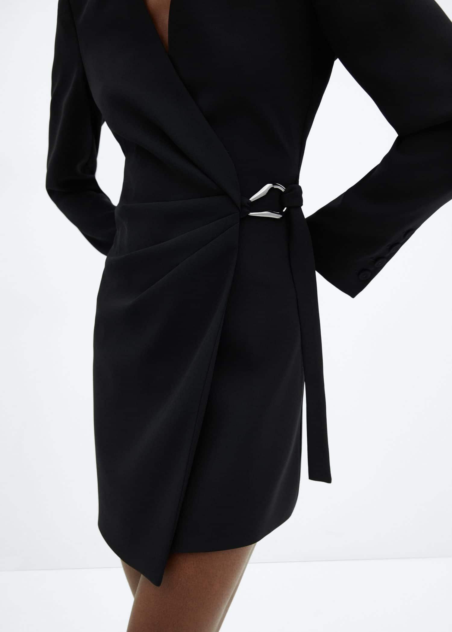 Black Buckled Wrap Dress, , large image number 3