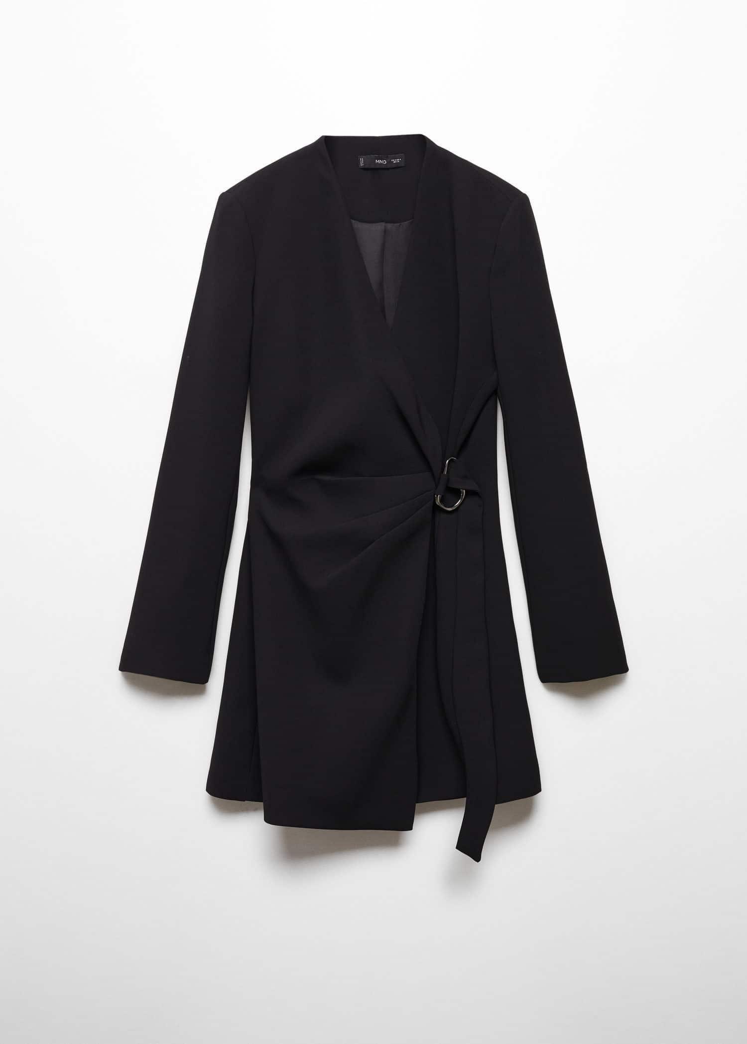 Black Buckled Wrap Dress, , large image number 4