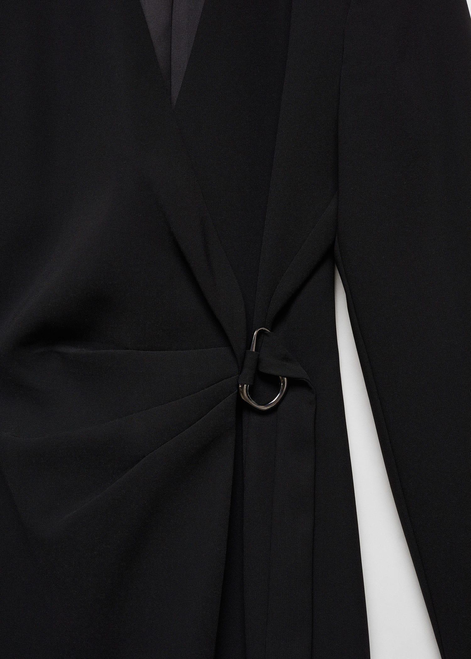 Black Buckled Wrap Dress, , large image number 5