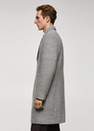 Mango - Grey Herringbone Pattern Wool Coat