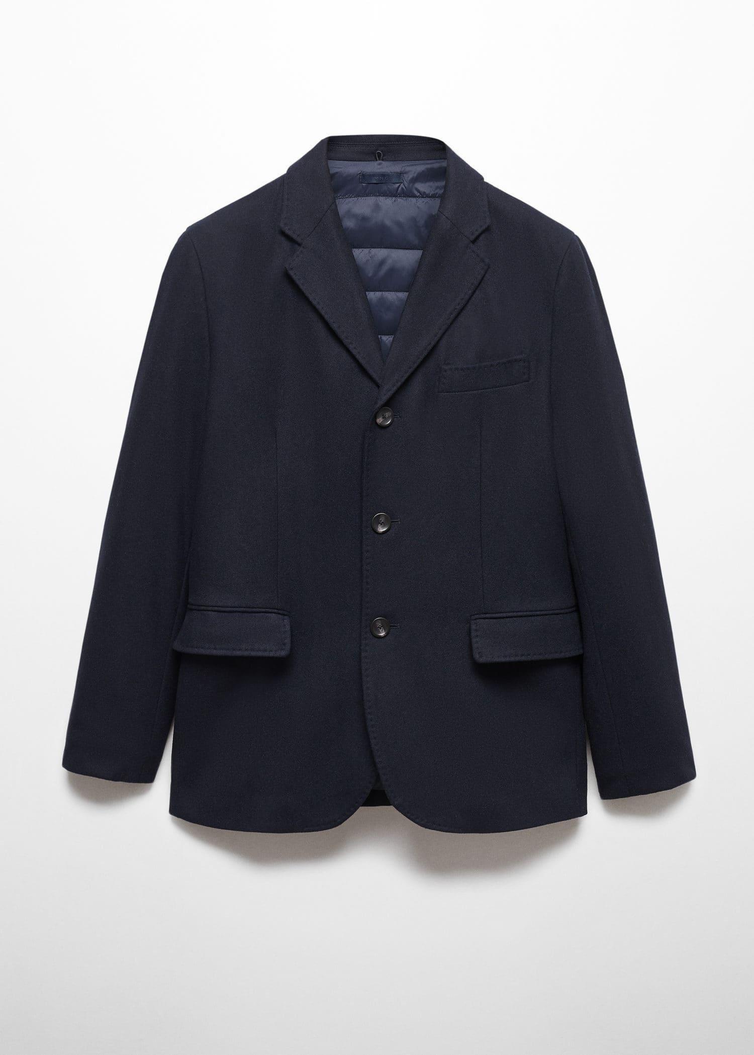 Mango - Navy Quilted Wool Jacket