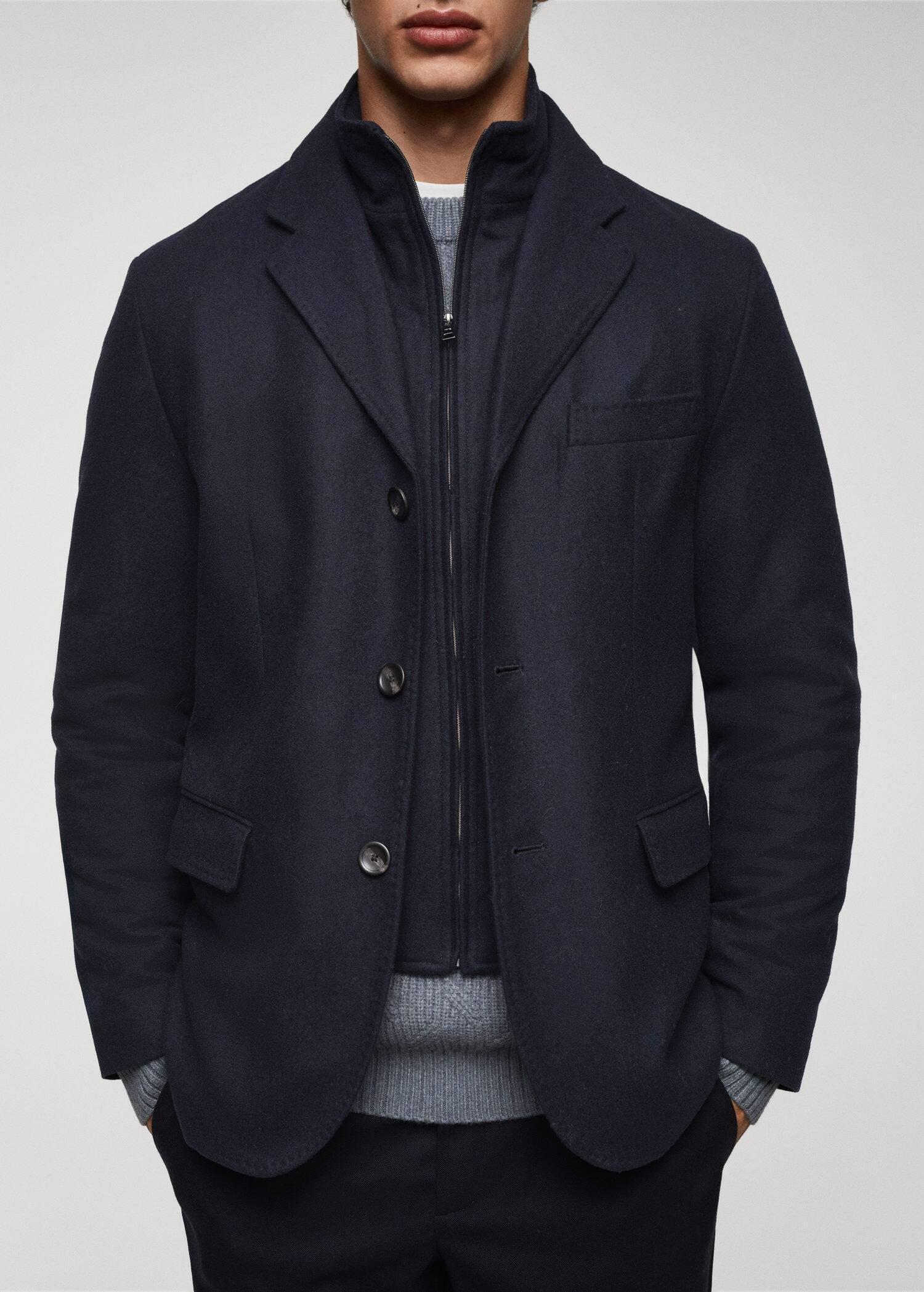 Mango - Navy Quilted Wool Jacket