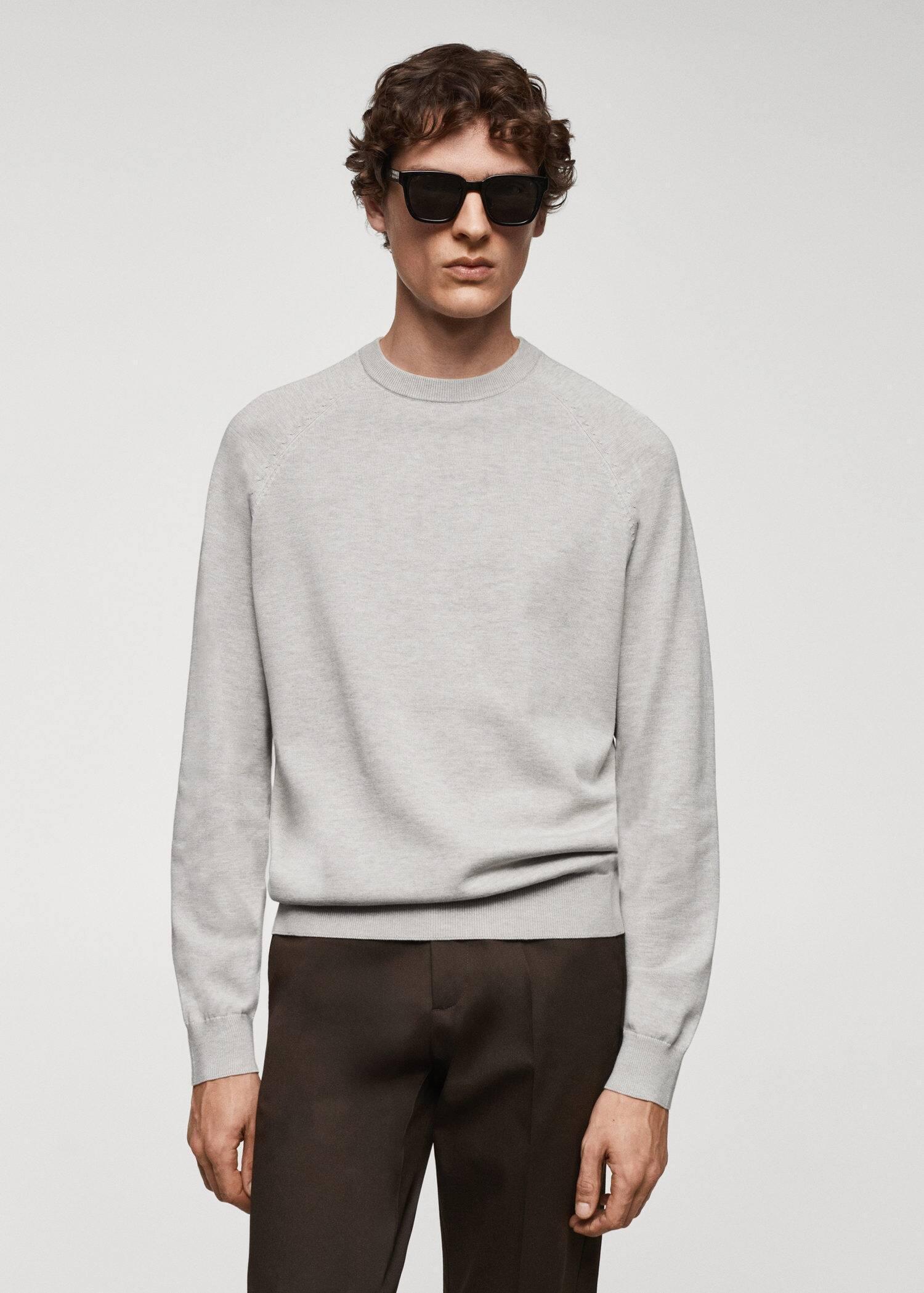 Mango - Brown Lt-Pastel Fine-Knit Cotton Sweater