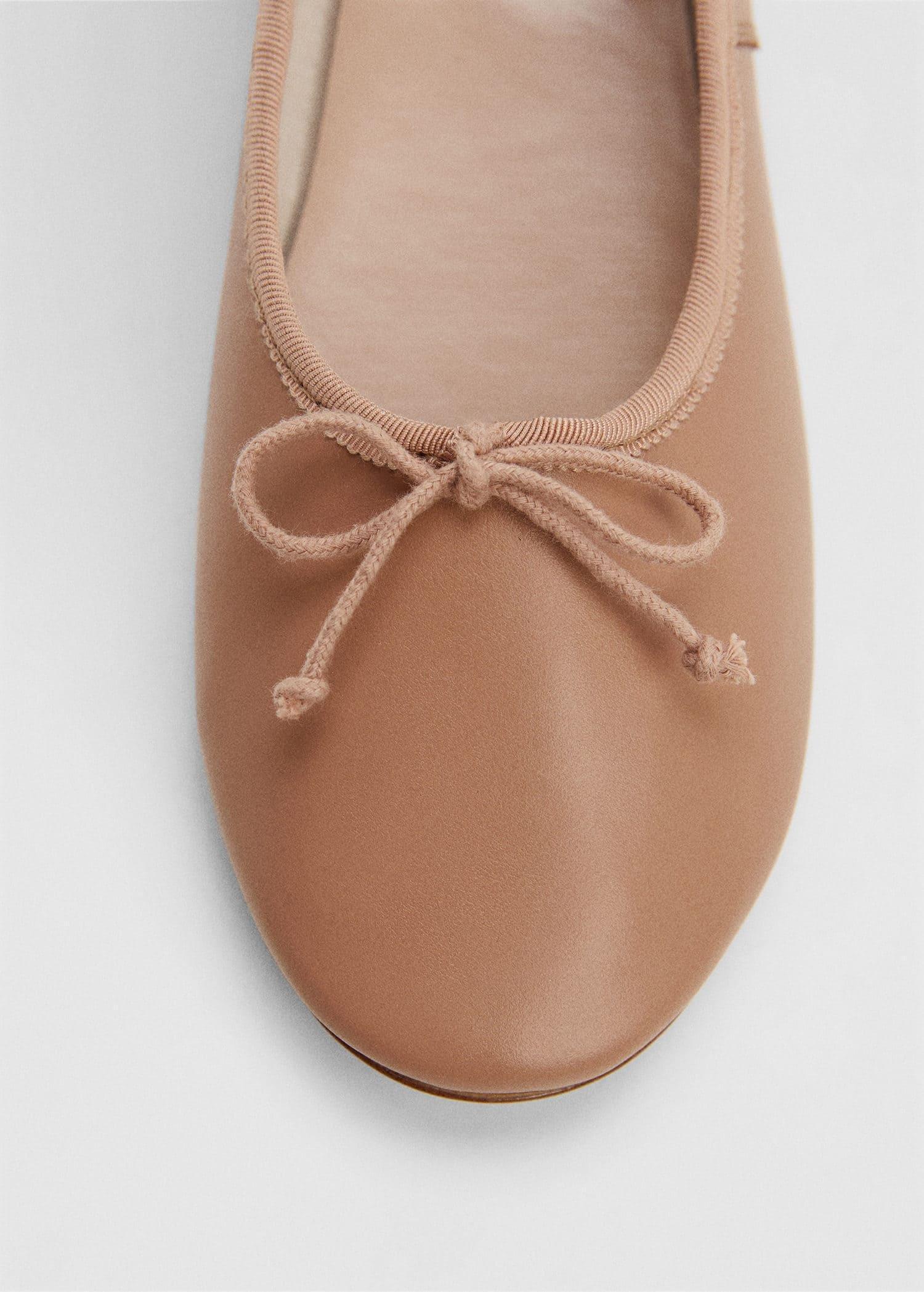 Mango - Pink Lt-Pastel Bow Leather Ballerina