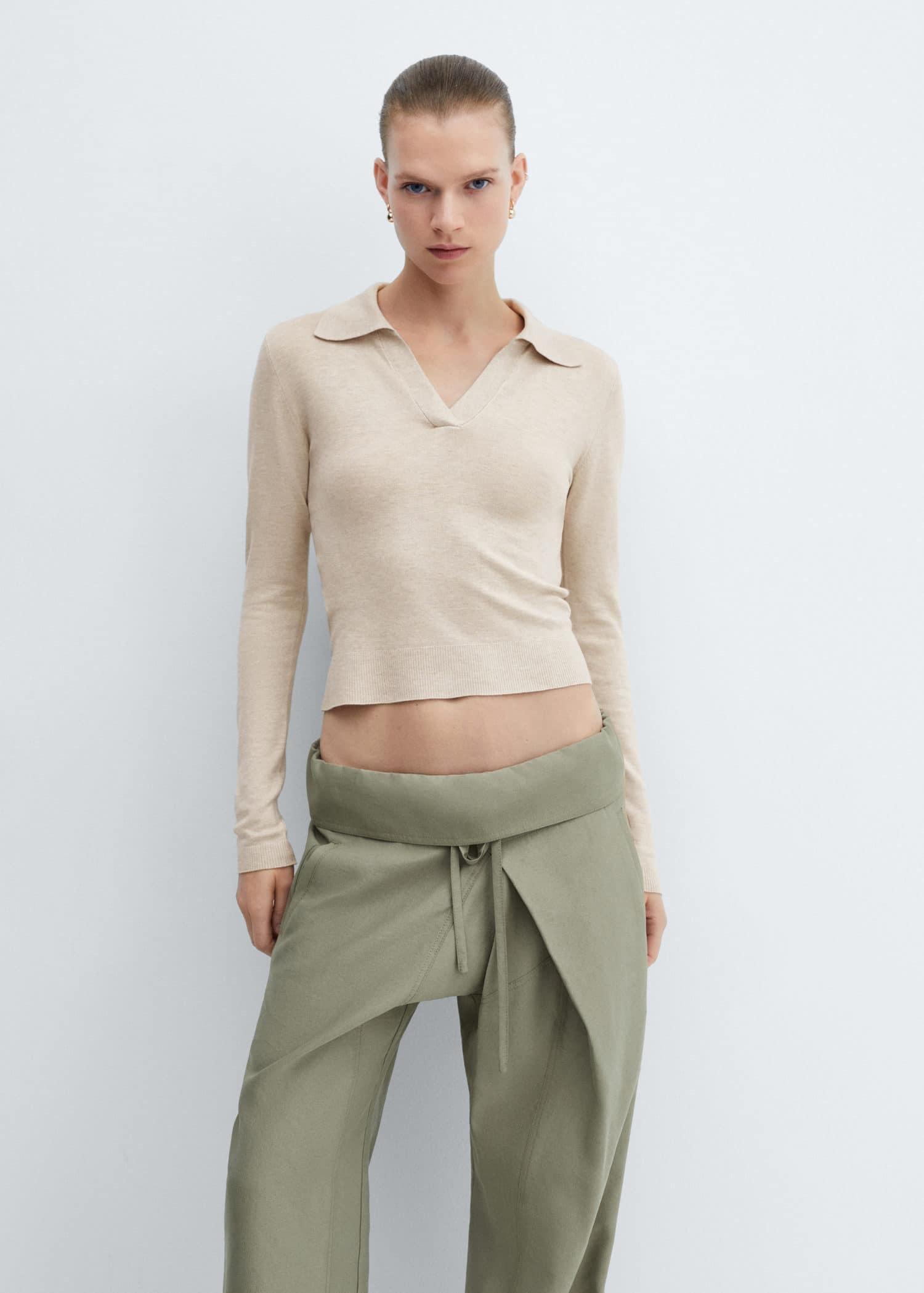 Mango - Brown Lt-Pastel Knitted Polo Neck Sweater