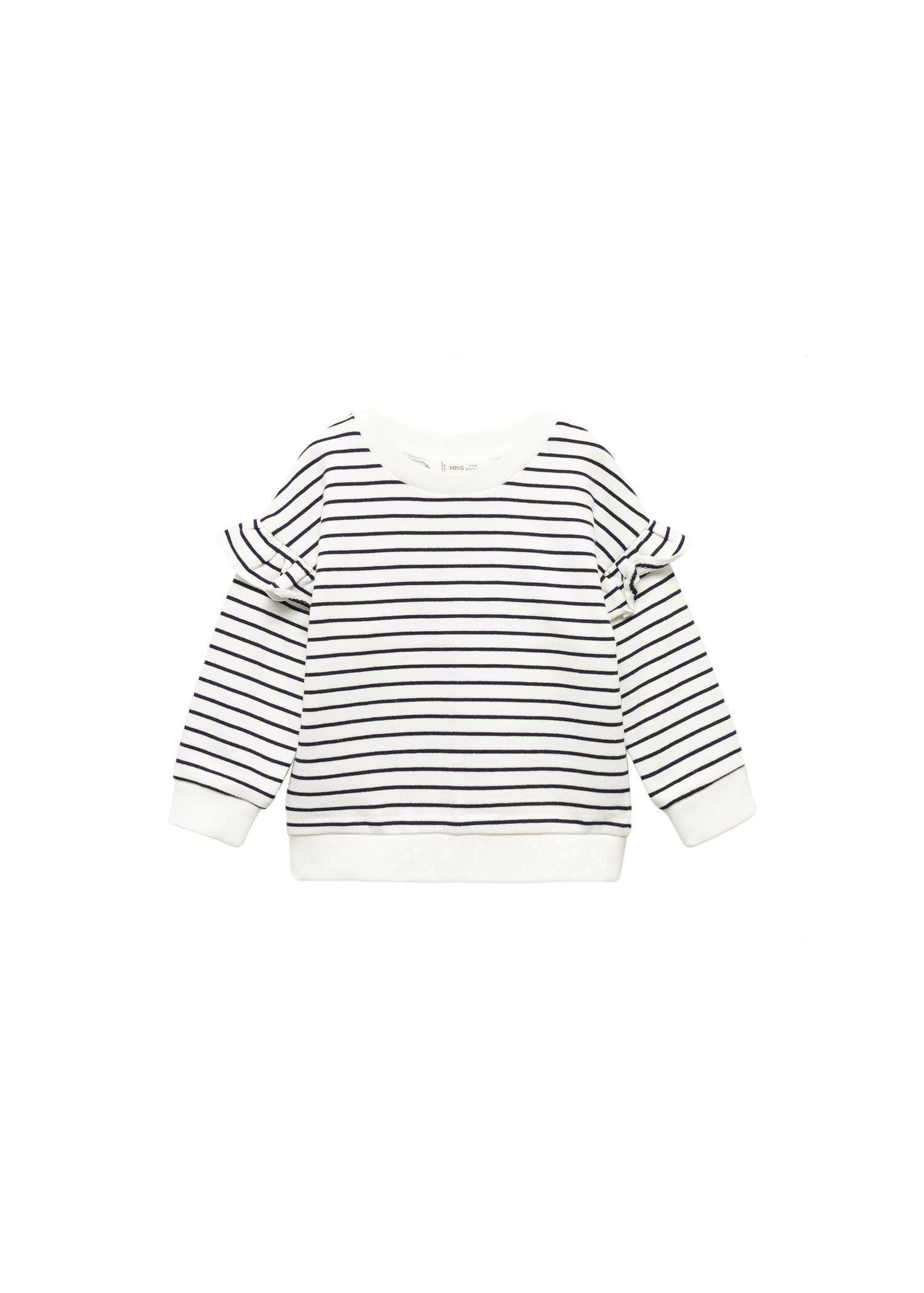 Mango - Navy Ruffled Striped Sweatshirt, Kids Girls