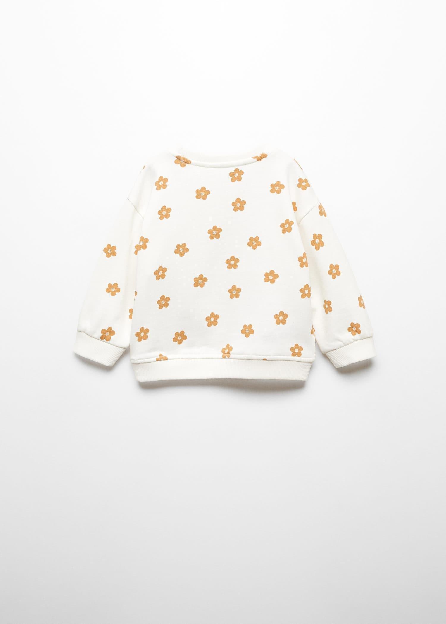 Mango - White Floral Print Sweatshirt, Kids Girls
