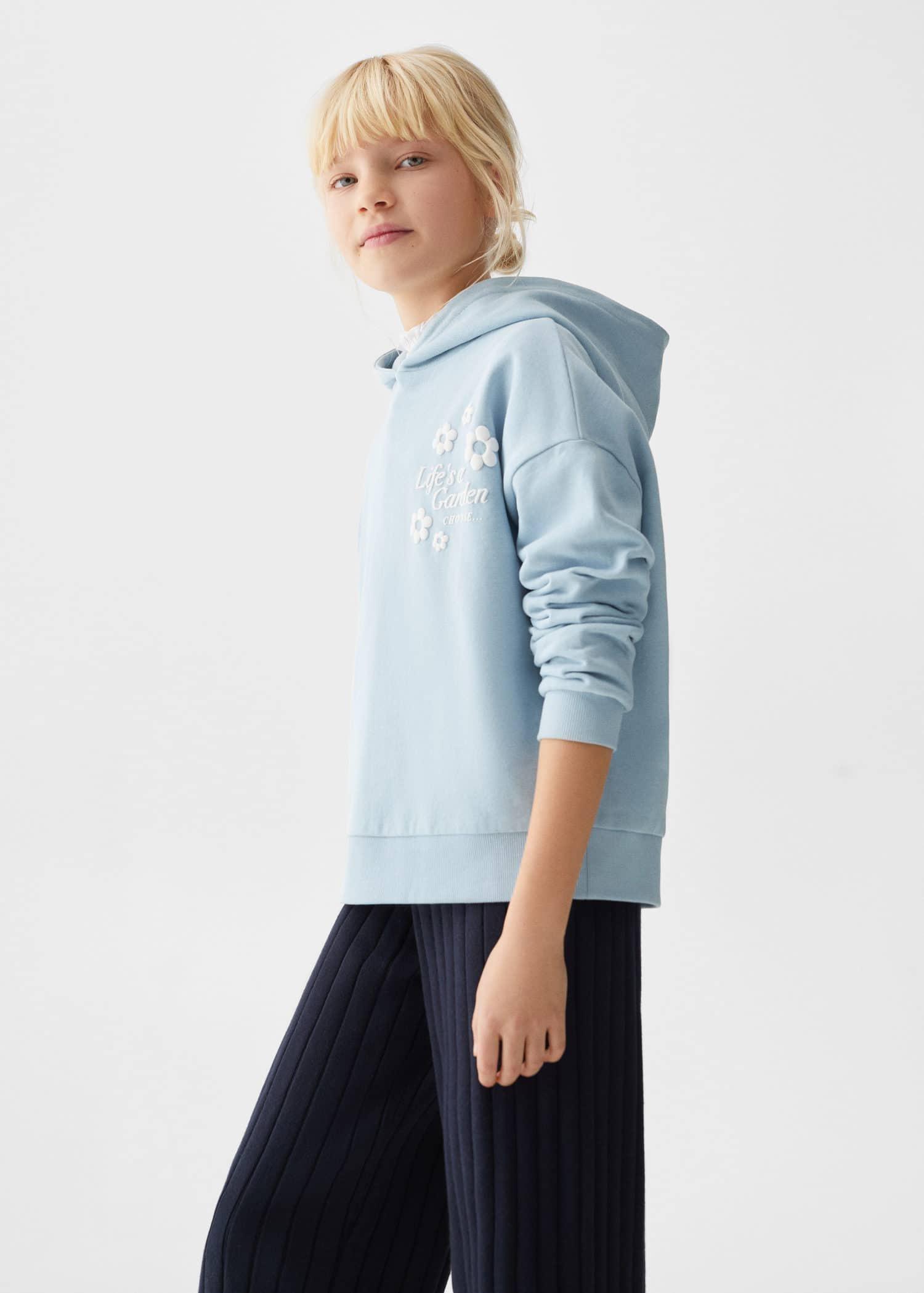 Mango - Blue Message Cotton Sweatshirt