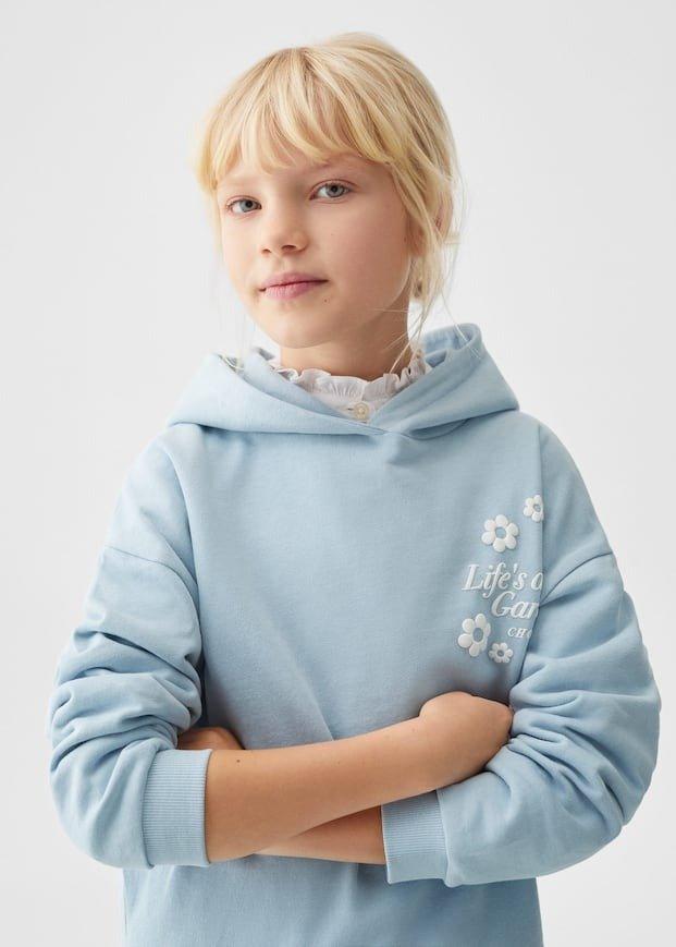 Mango - Blue Message Cotton Sweatshirt