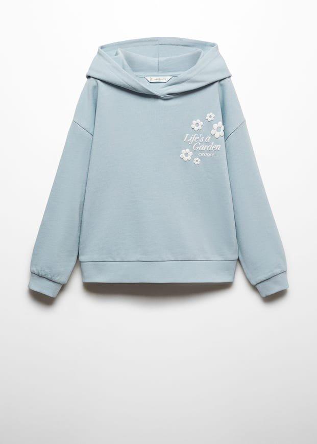 Mango - Blue Message Cotton Sweatshirt