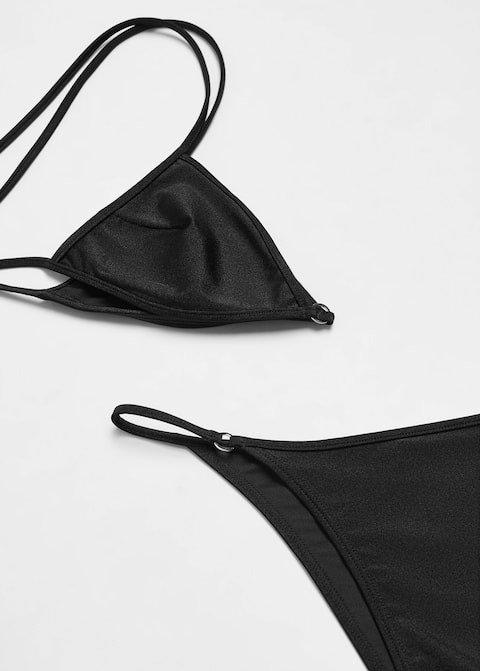 Mango - Black Metallic-Detail Bikini Top