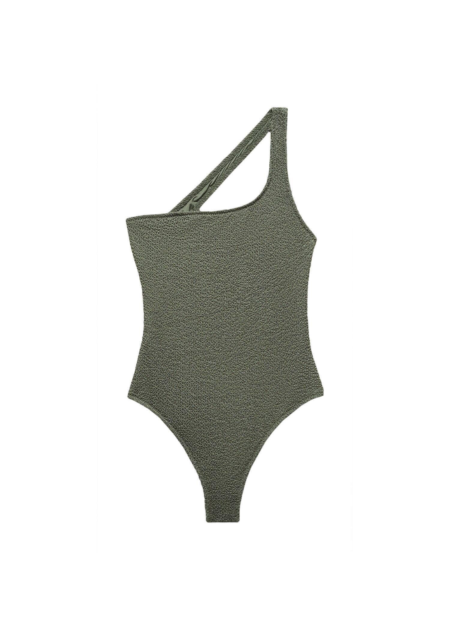Mango - Green Asymmetrical Textured Swimsuit