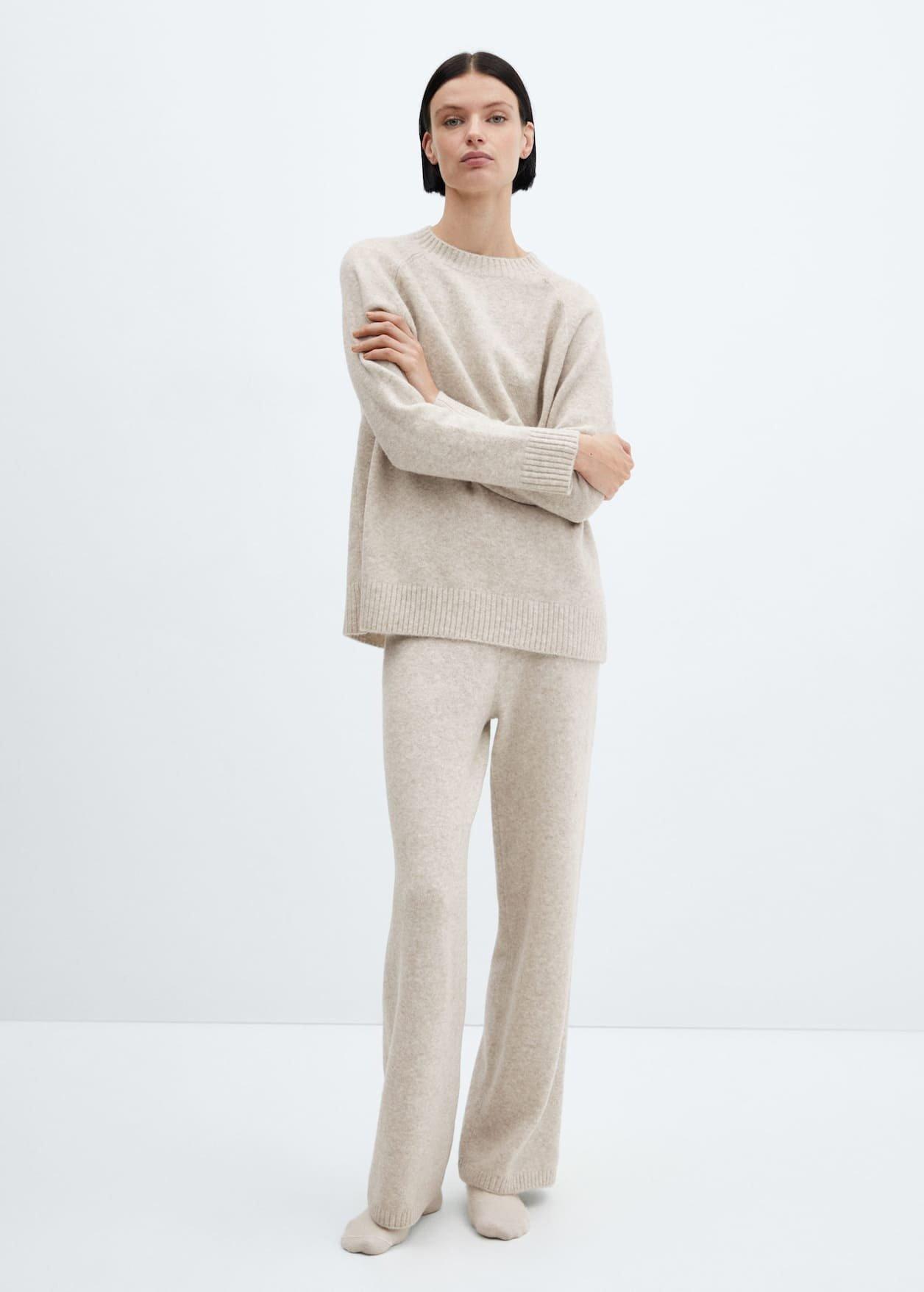 Mango - Beige Straight Knitted Trousers