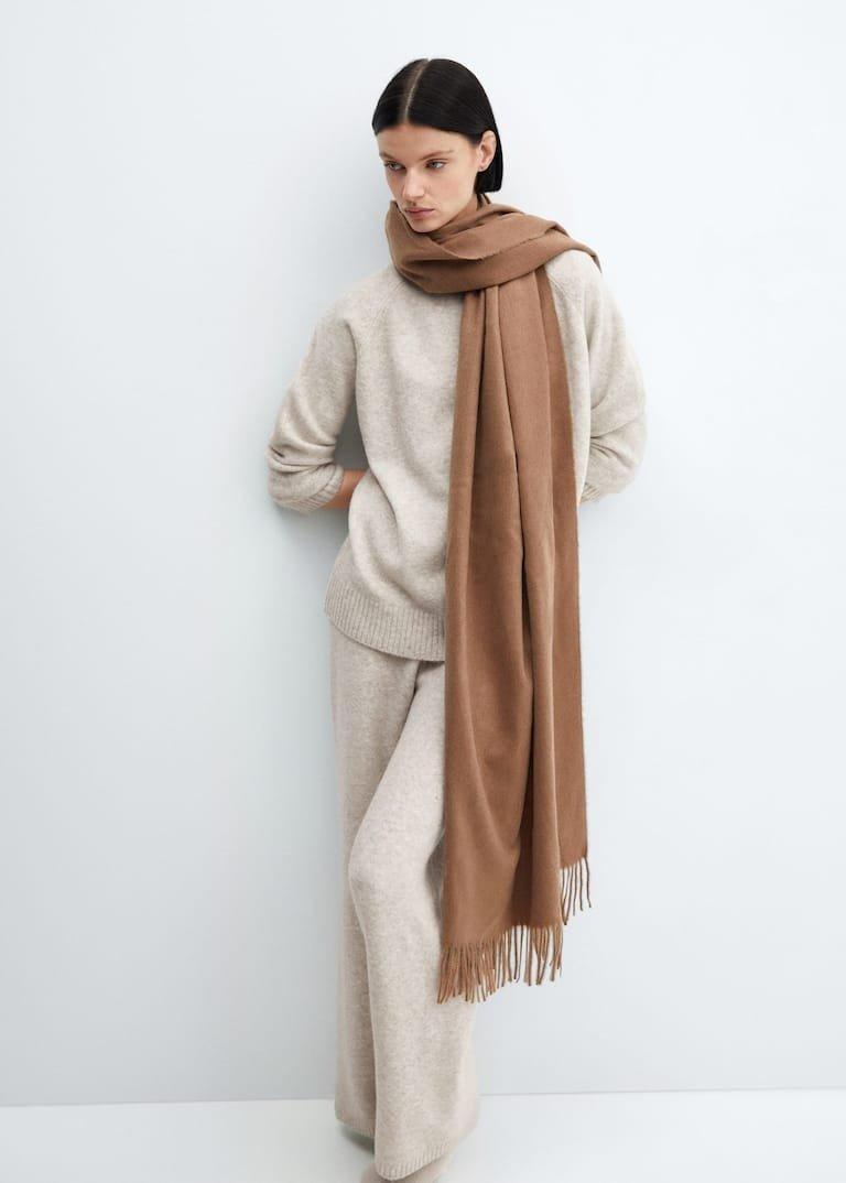 Mango - Beige Straight Knitted Trousers