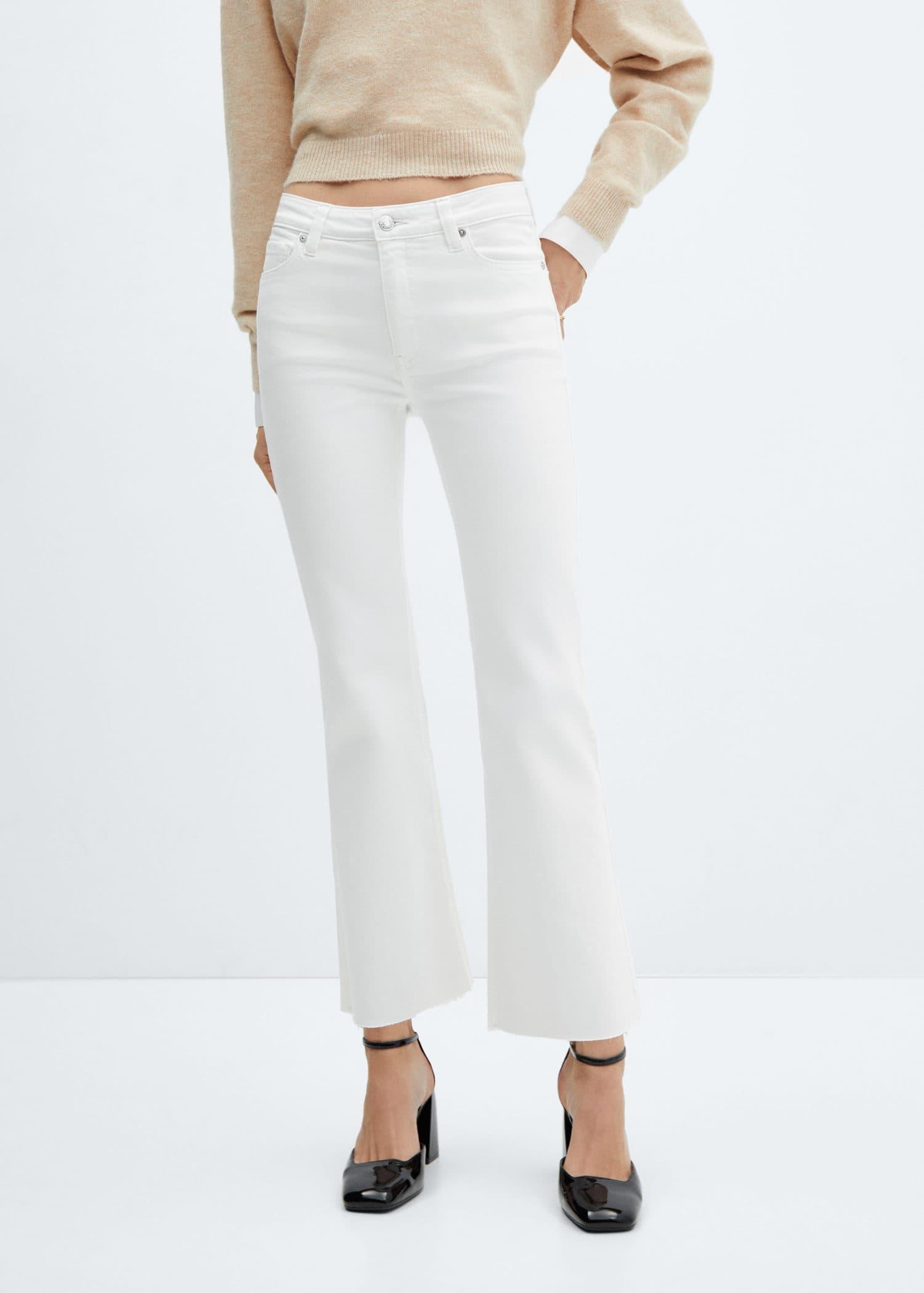 Mango - White Crop Flared Jeans