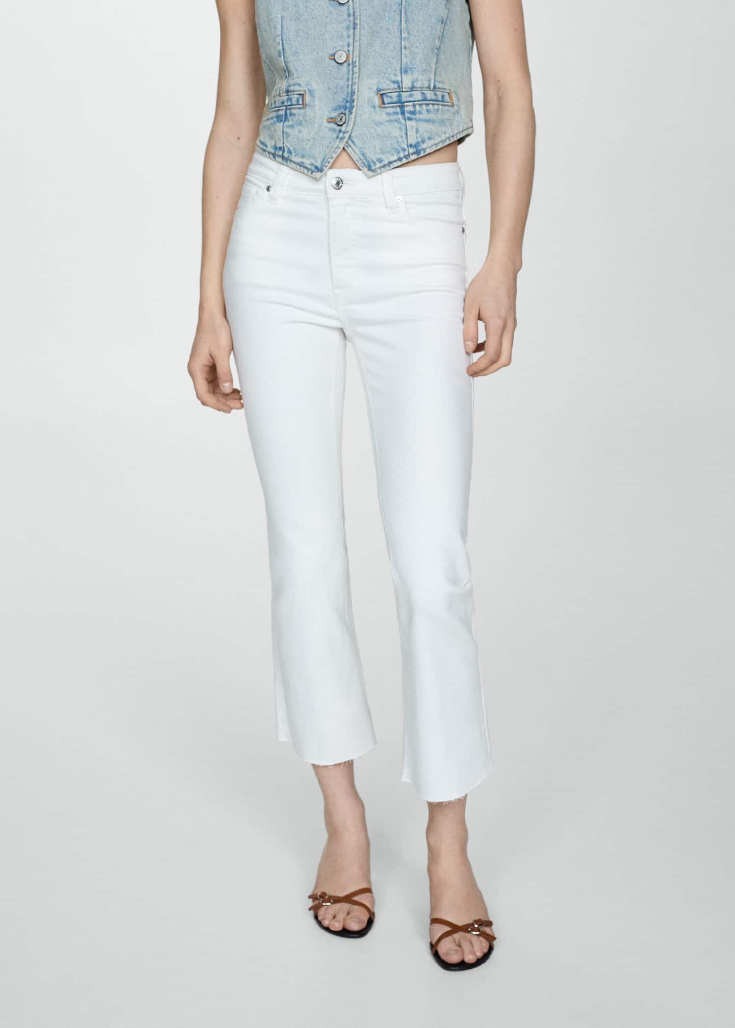 Mango - White Crop Flared Jeans