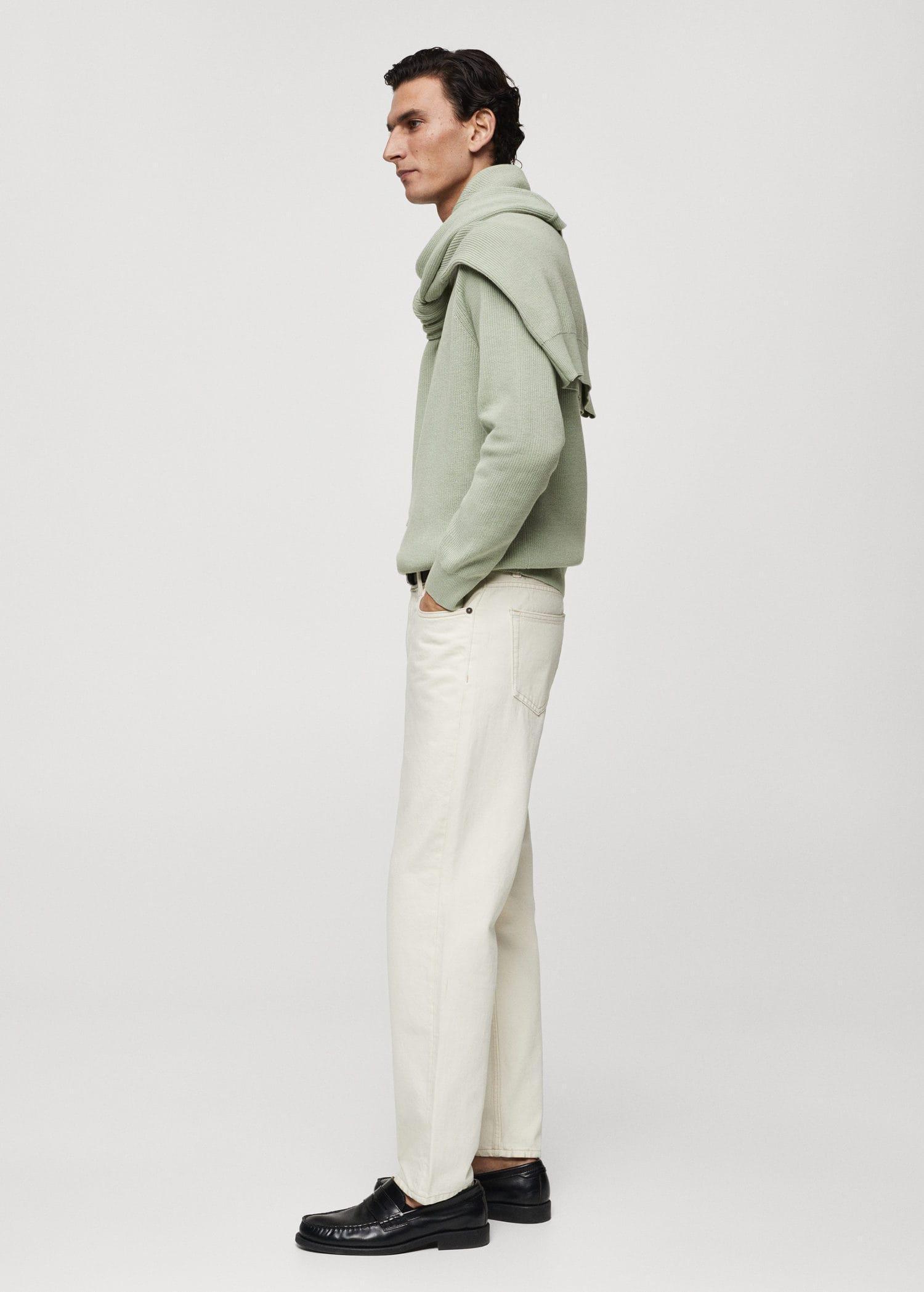 Mango - Green Ribbed Round-Neck Sweater