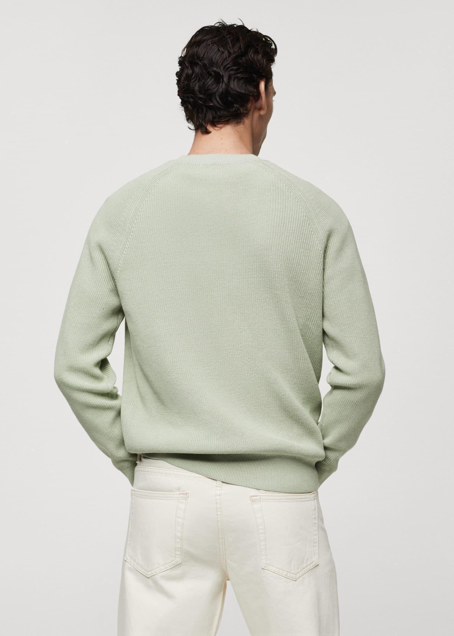 Mango - Green Ribbed Round-Neck Sweater