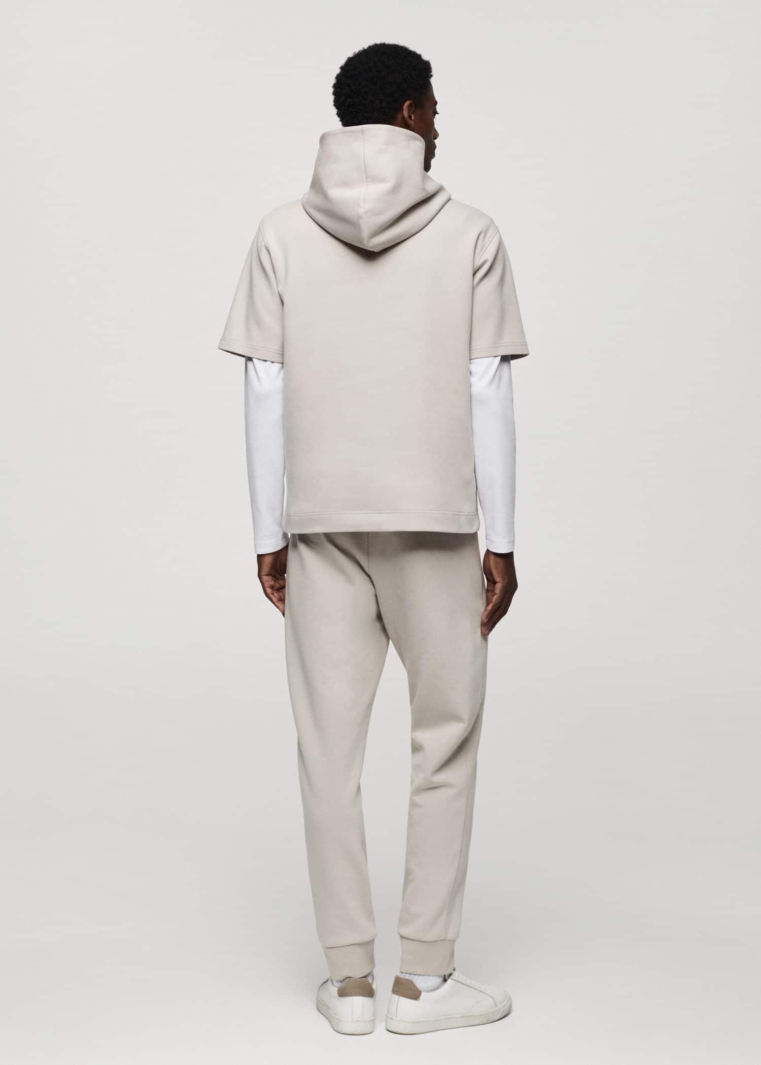 Mango - White Short-Sleeved Hooded Sweatshirt