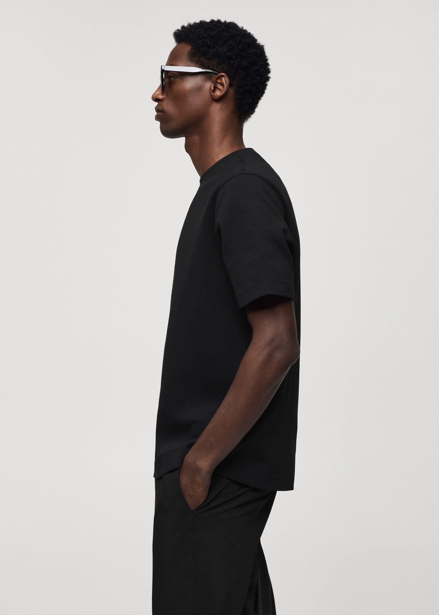 Mango - Black Short Sleeve Cotton Sweatshirt