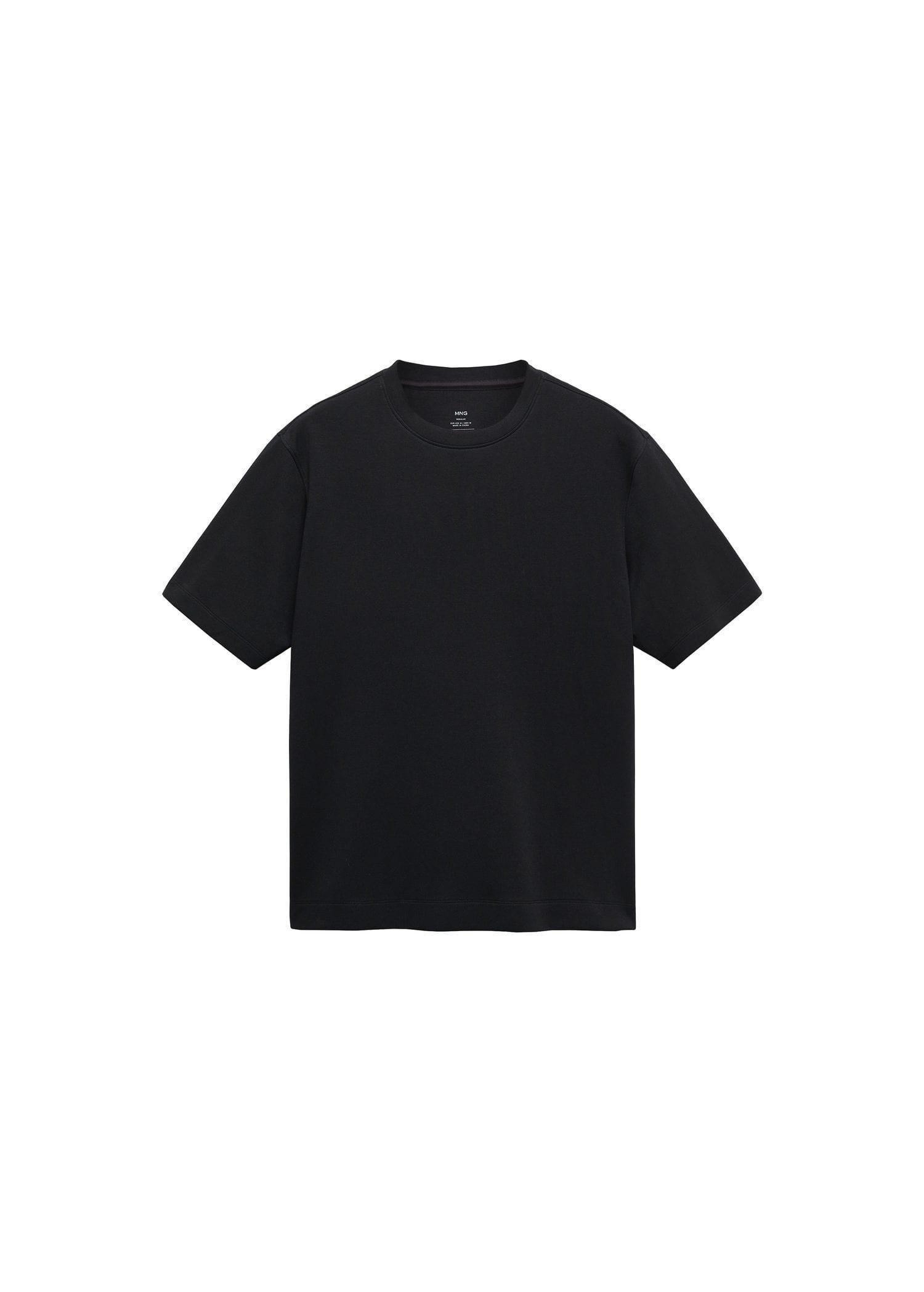 Mango - Black Short Sleeve Cotton Sweatshirt