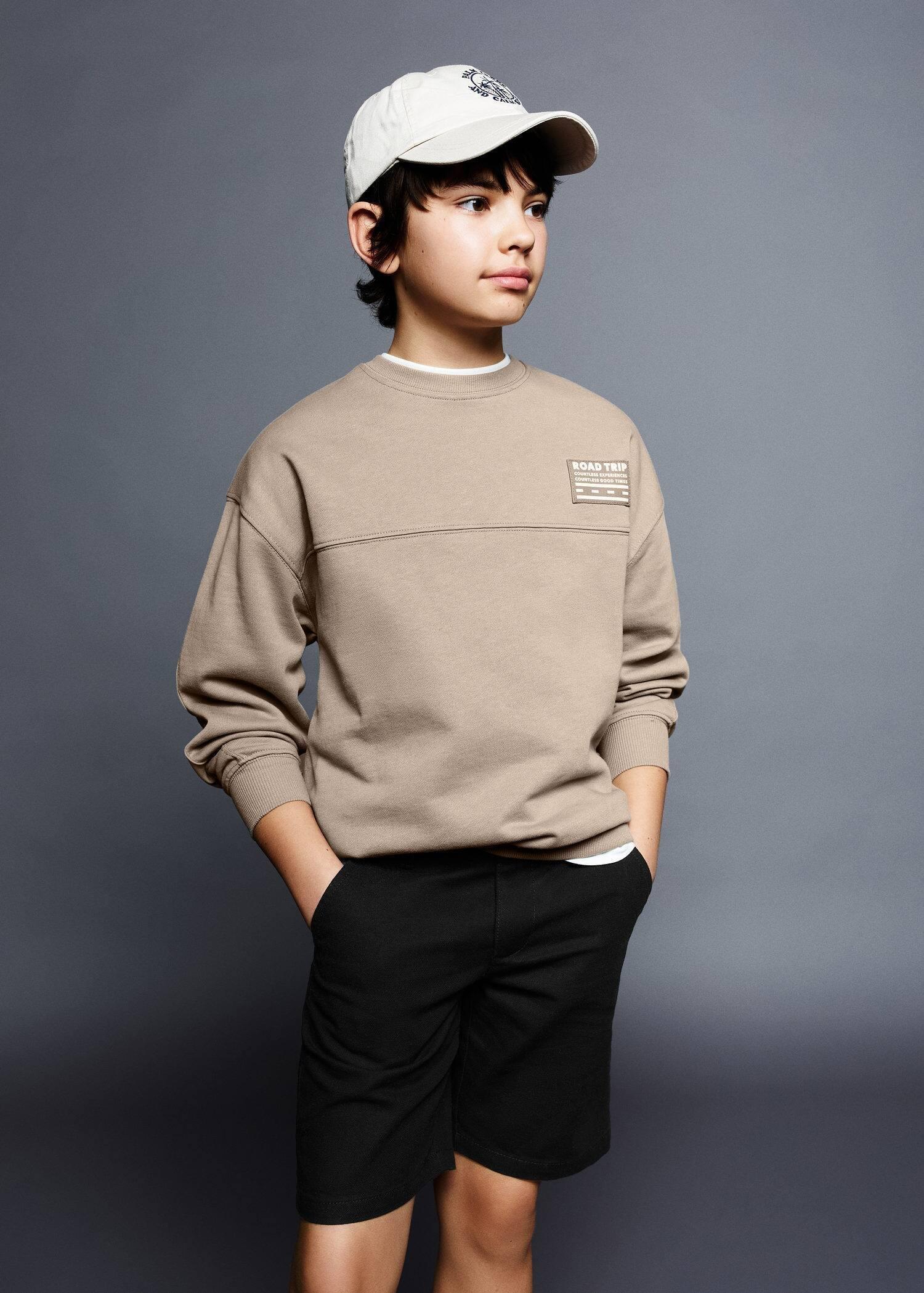 Mango - Brown Message Cotton Sweatshirt, Kids Boys